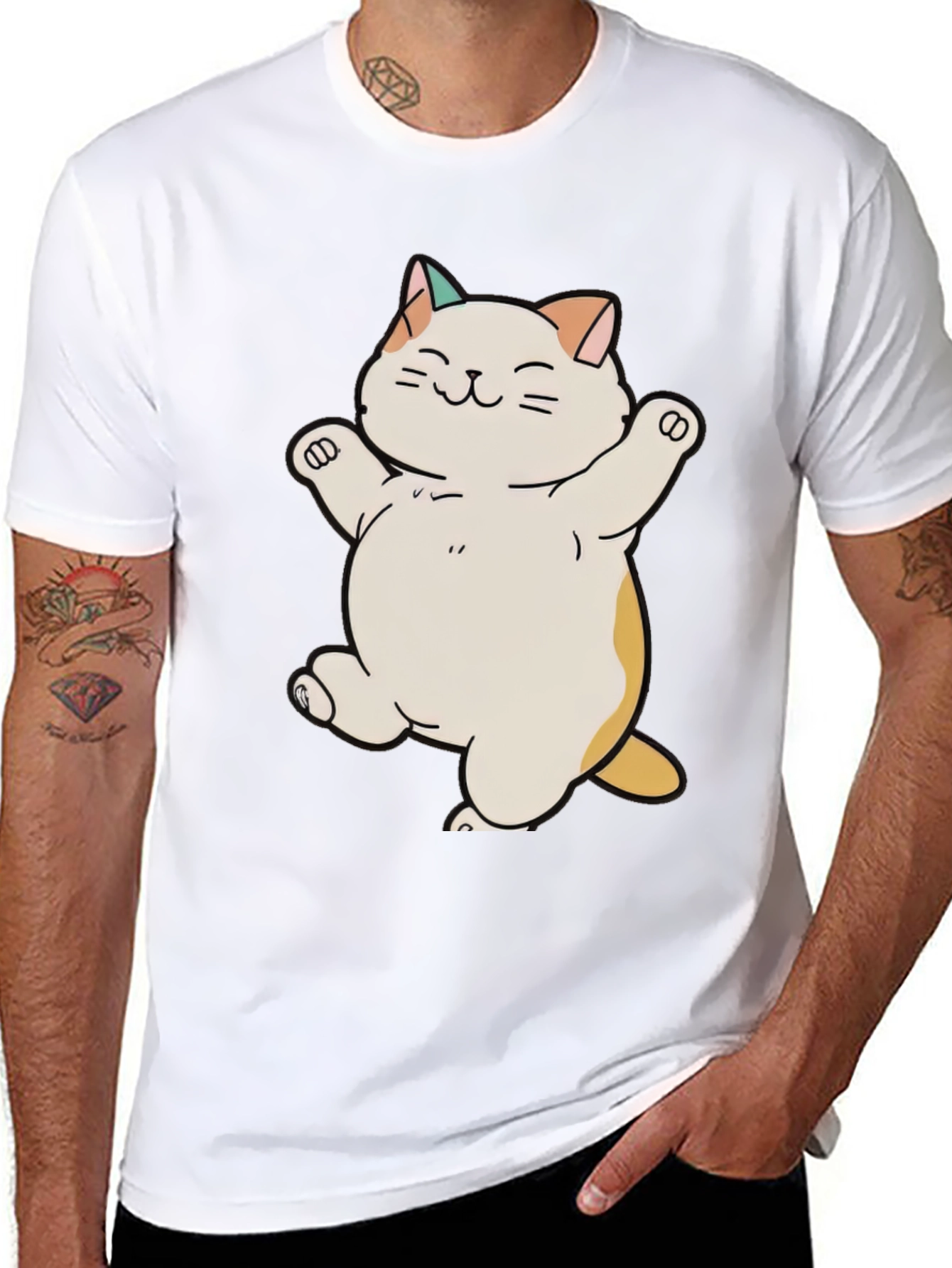Cute Cat T-Shirt - Happy Cartoon Kitty Design