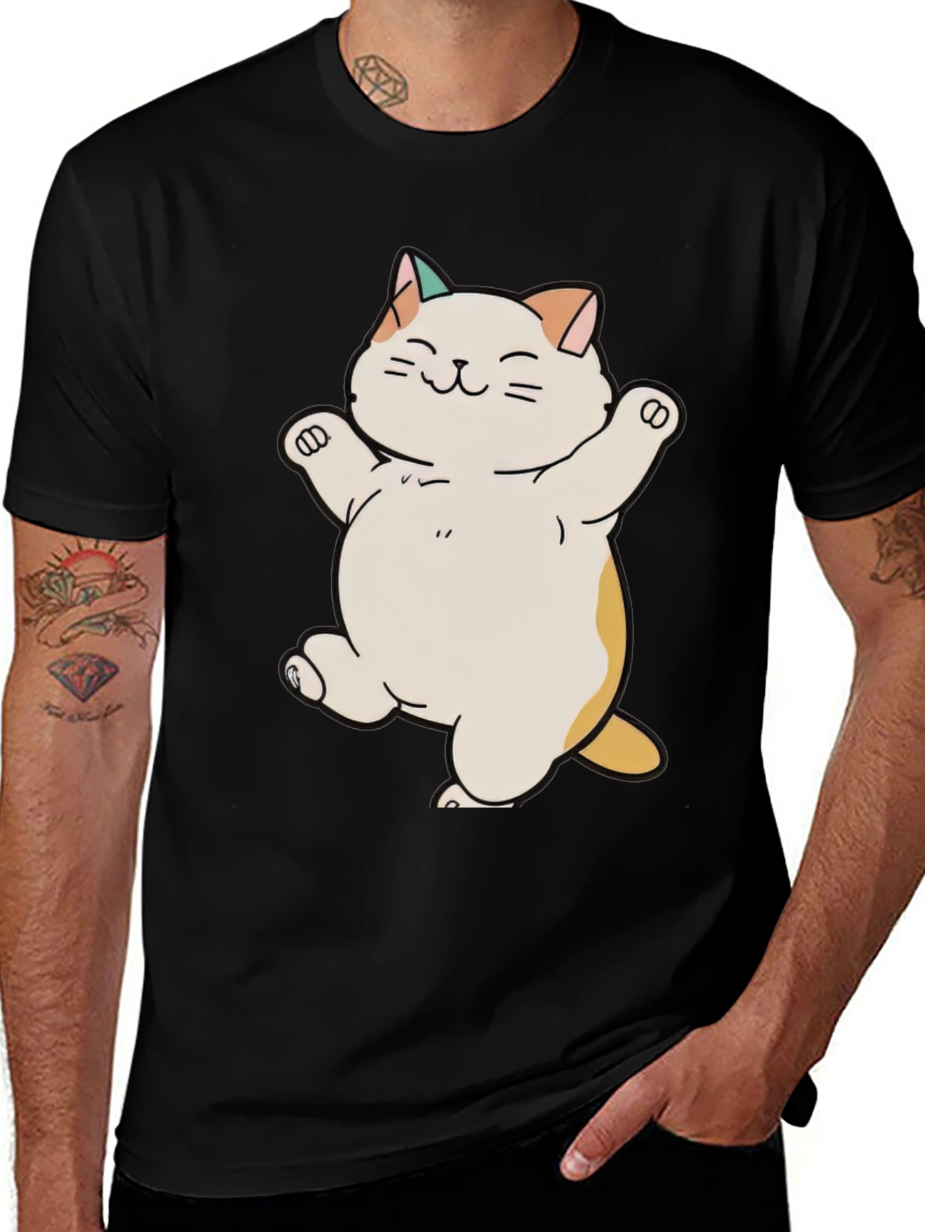 Cute Cat T-Shirt - Happy Cartoon Kitty Design