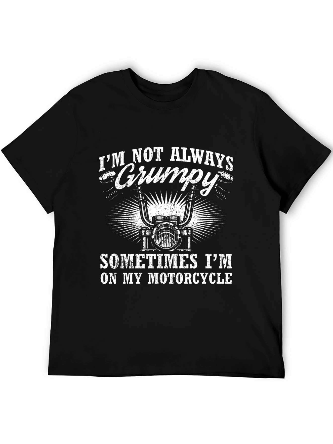 Grumpy Motorcycle Rider Graphic T-Shirt - Black