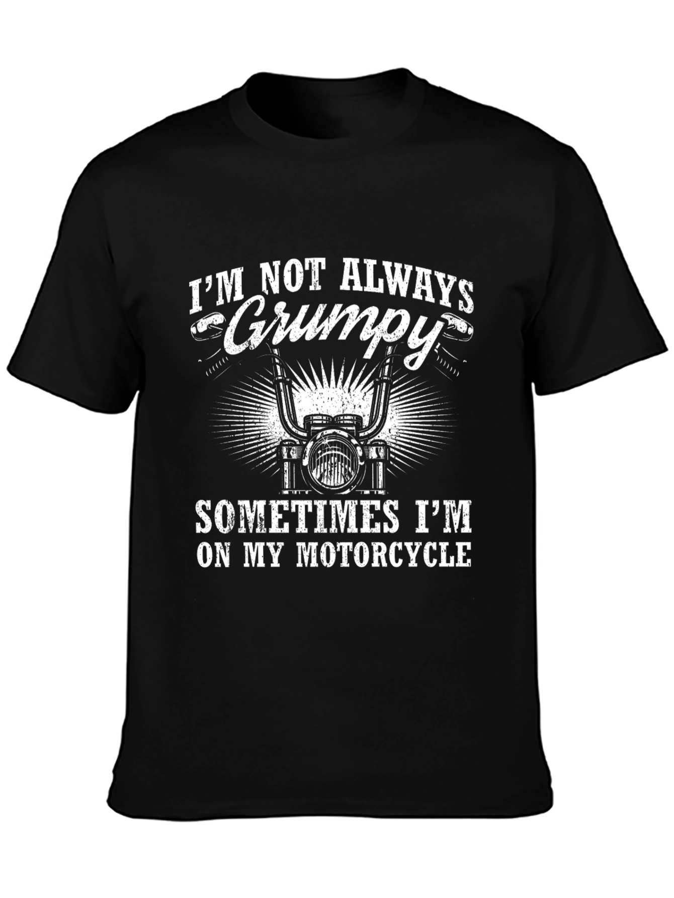Grumpy Motorcycle Rider Graphic T-Shirt - Black