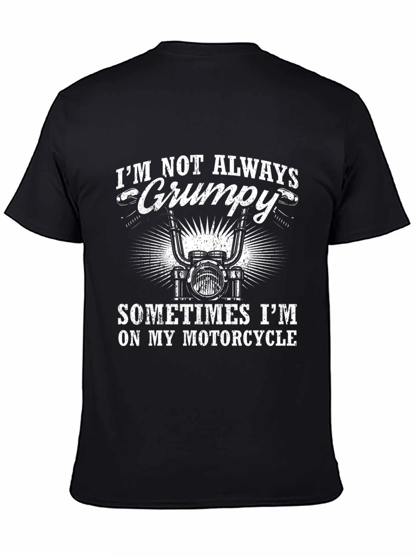 Grumpy Motorcycle Rider Graphic T-Shirt - Black