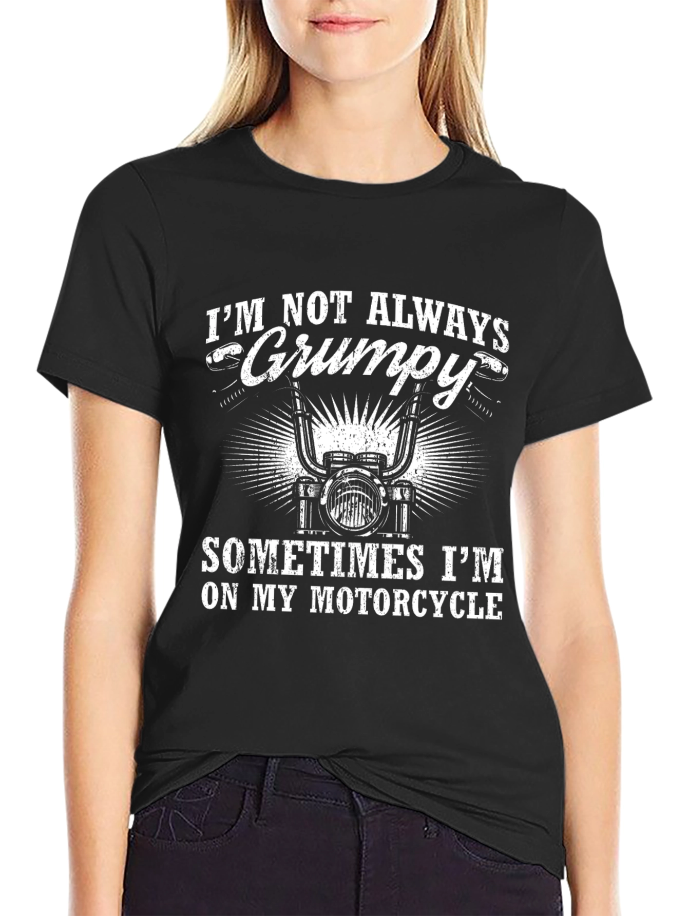 Grumpy Motorcycle Rider Graphic T-Shirt - Black