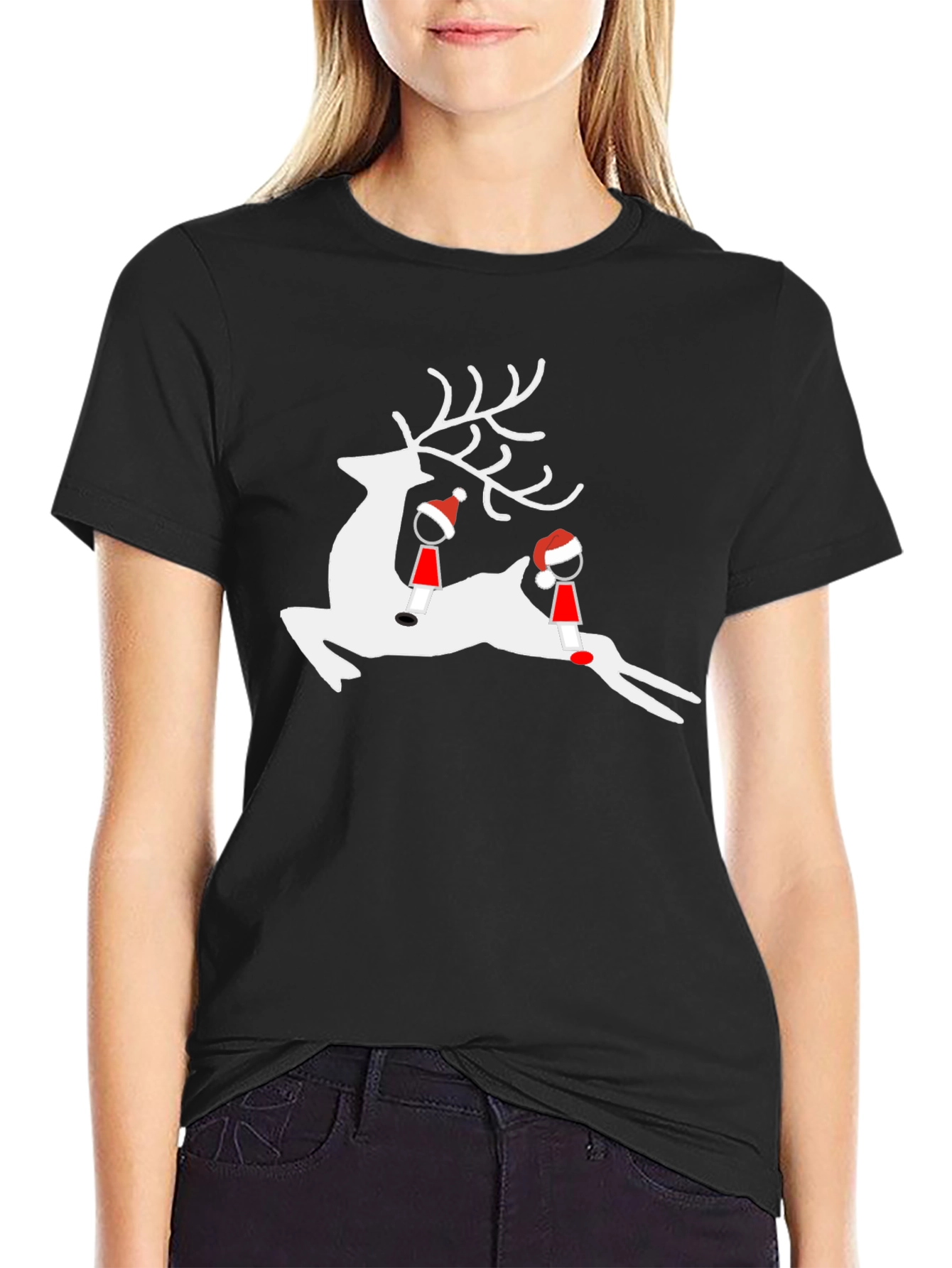 Reindeer Graphic Tee - Holiday Festive Shirt