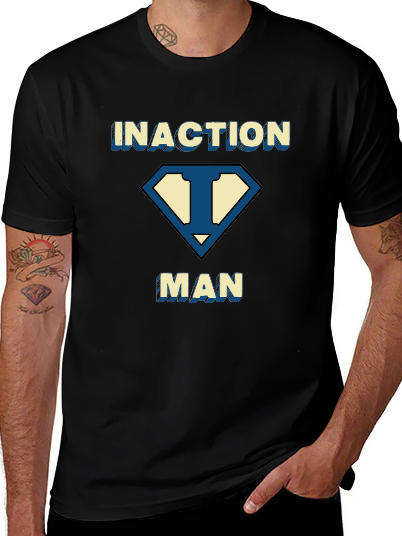 Inaction Man T-Shirt - Funny Superhero Style