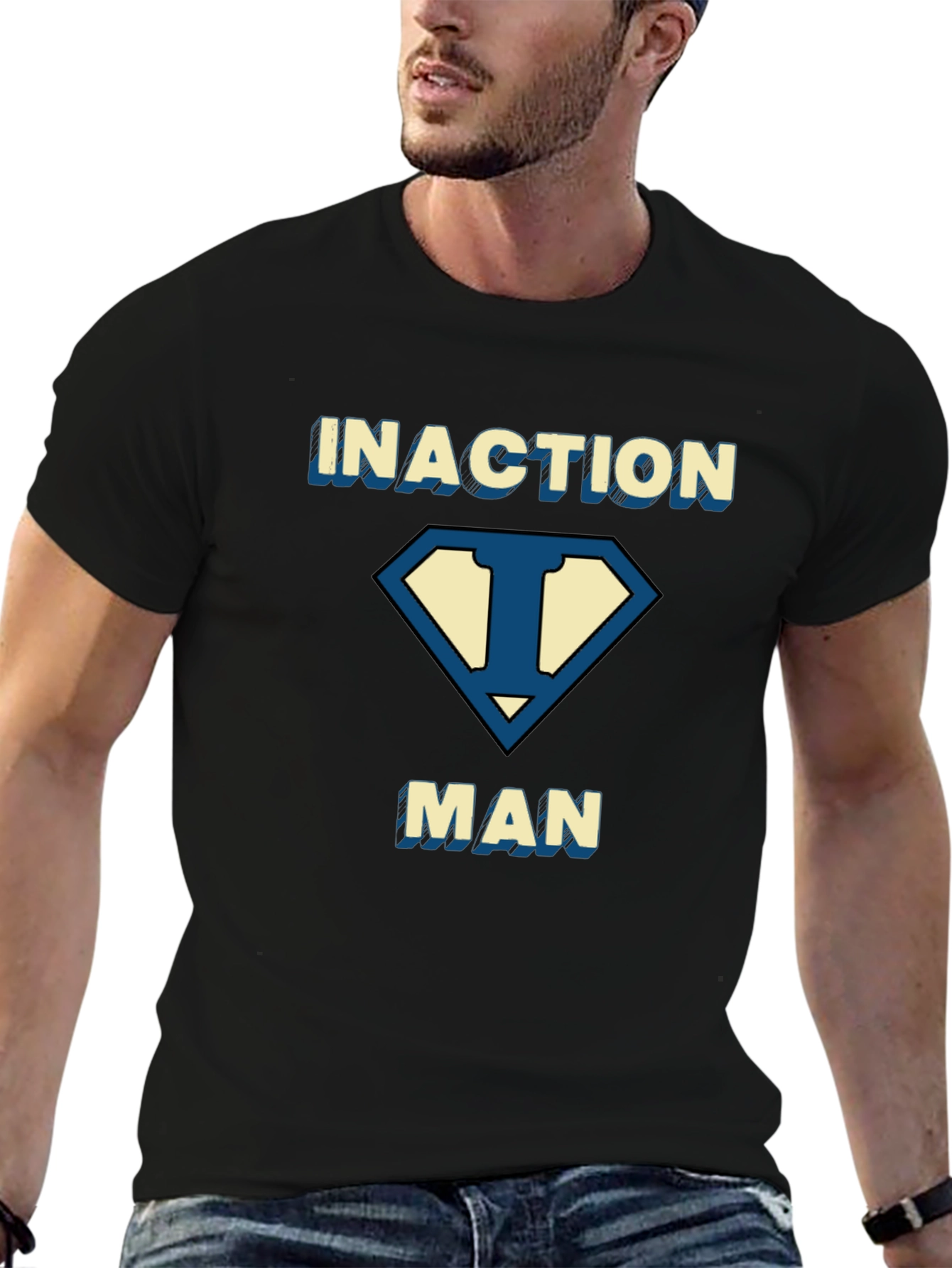 Inaction Man T-Shirt - Funny Superhero Style