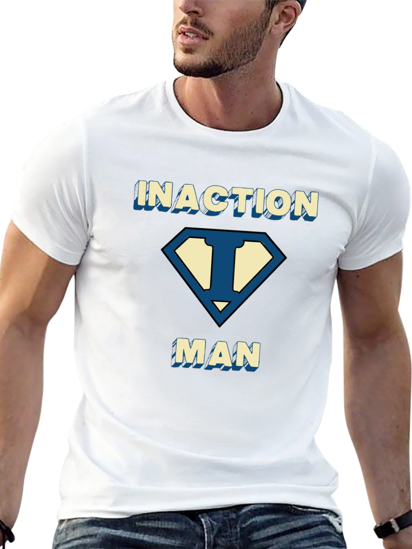 Inaction Man T-Shirt - Funny Superhero Style