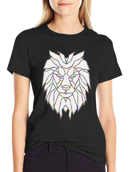 Geometric Lion Graphic T-Shirt - Stylish Mens Tee