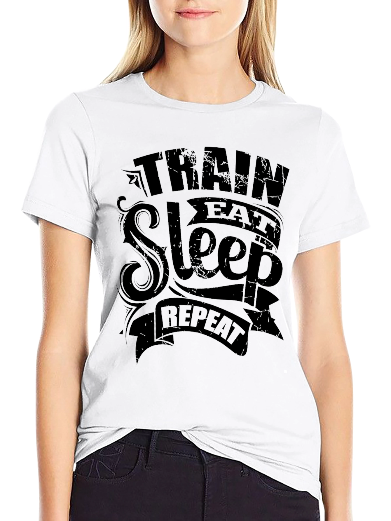 Train Eat Sleep Repeat Graphic Tee - Black