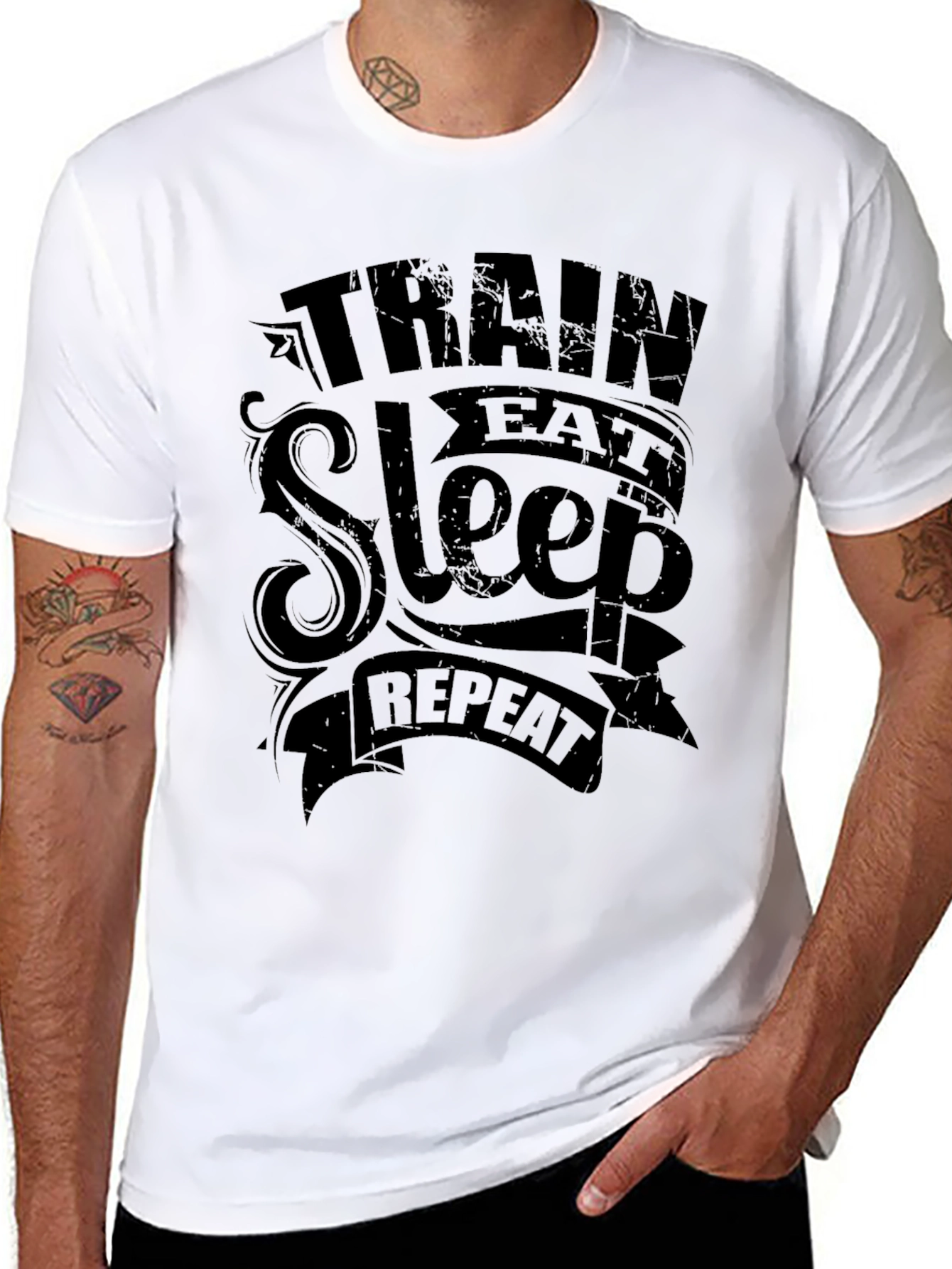 Train Eat Sleep Repeat Graphic Tee - Black