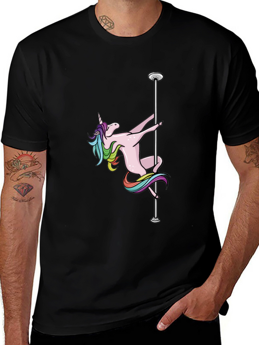 Unicorn Pole Dance Graphic T-Shirt - Black