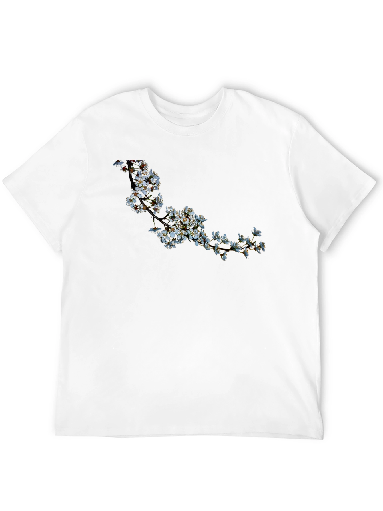 Floral Branch Print Black T-Shirt
