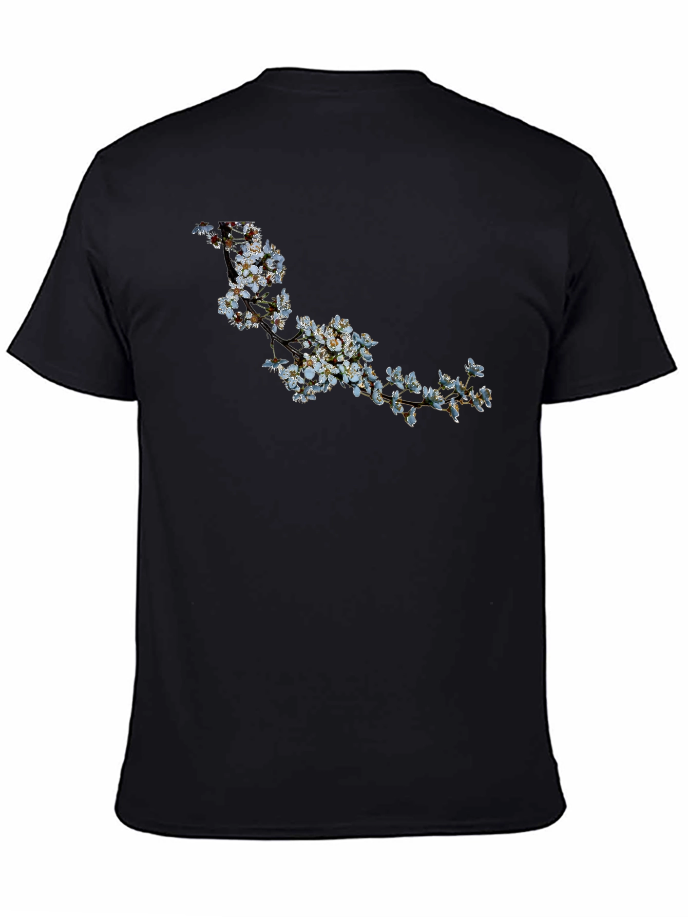 Floral Branch Print Black T-Shirt