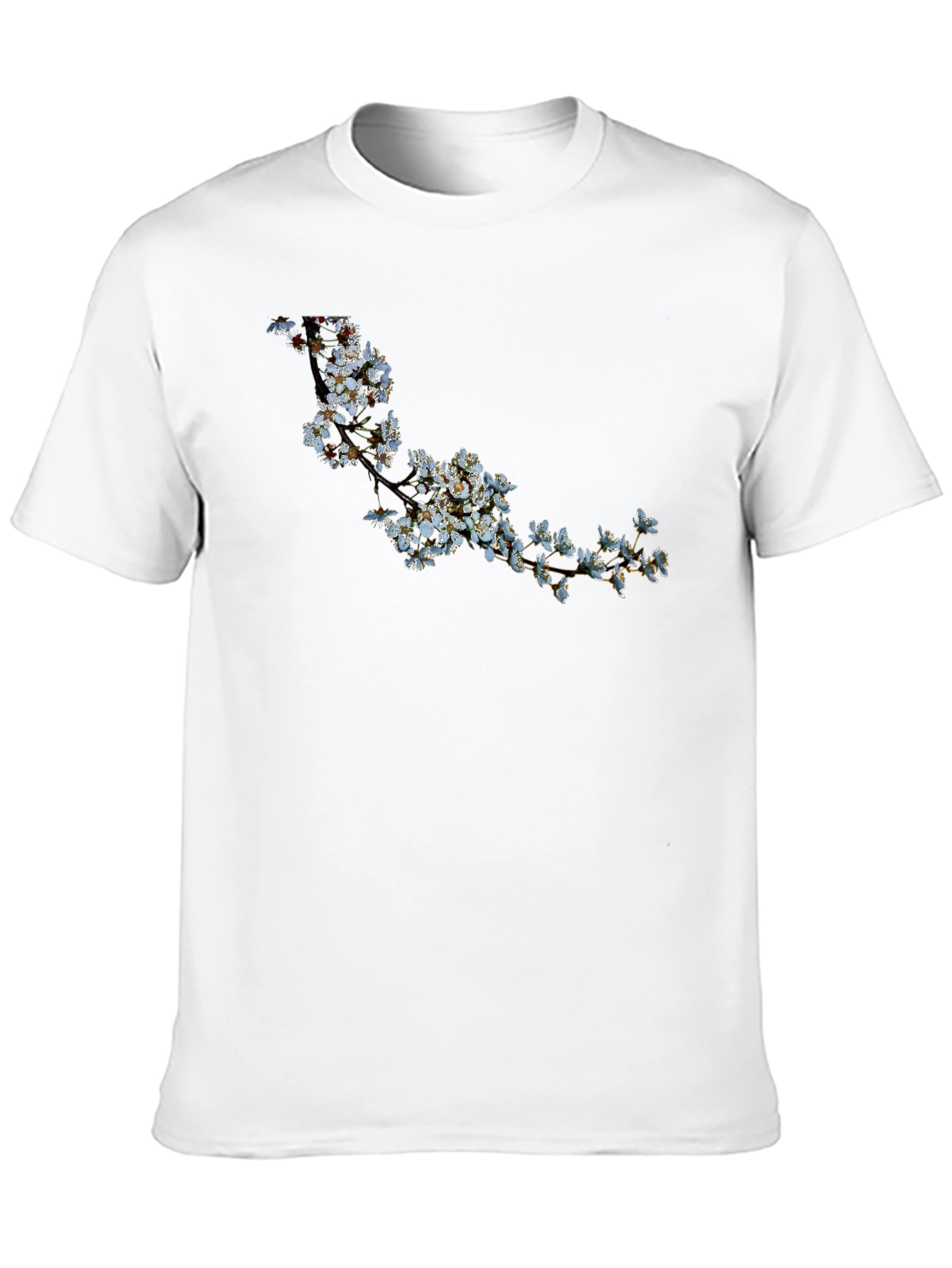 Floral Branch Print Black T-Shirt