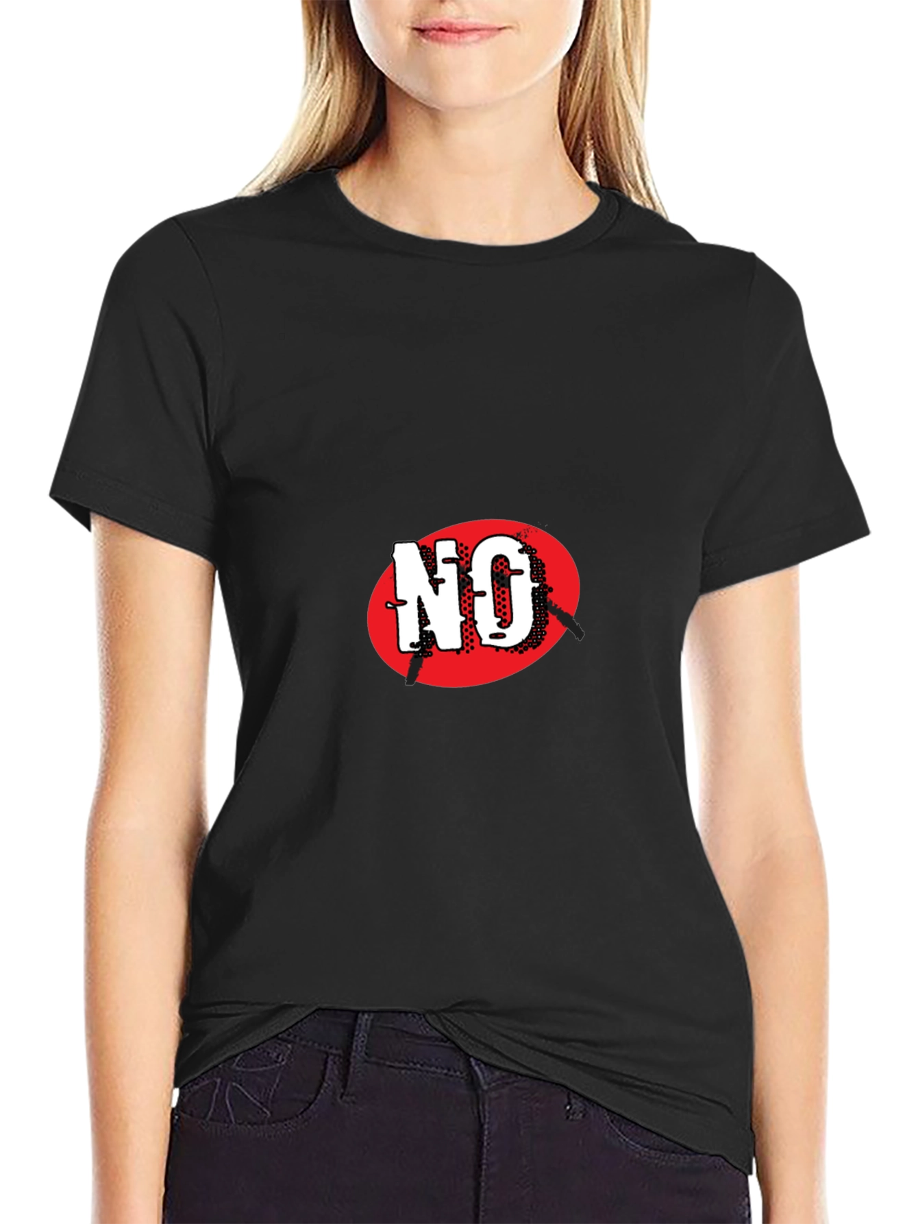 Black T-Shirt with Bold NO Graphic