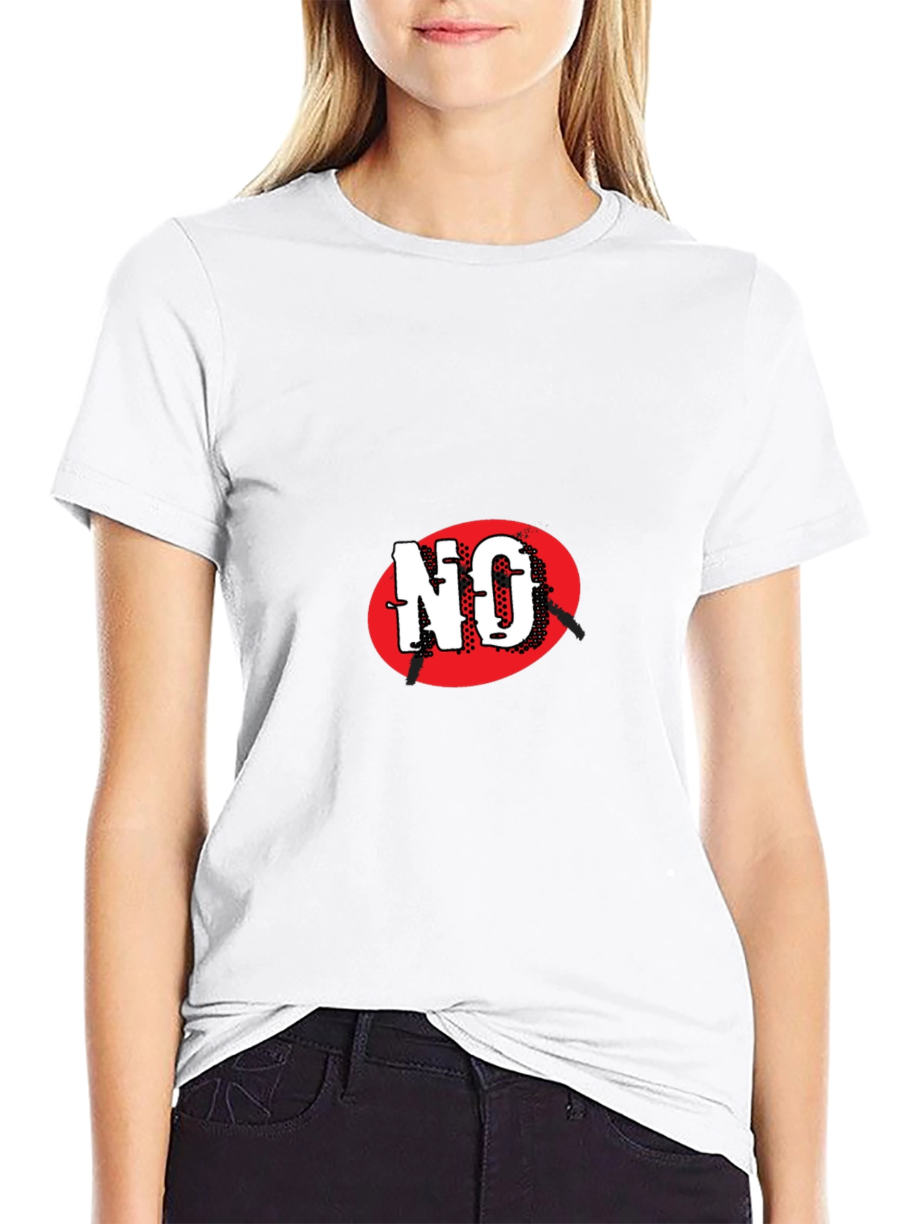 Black T-Shirt with Bold NO Graphic