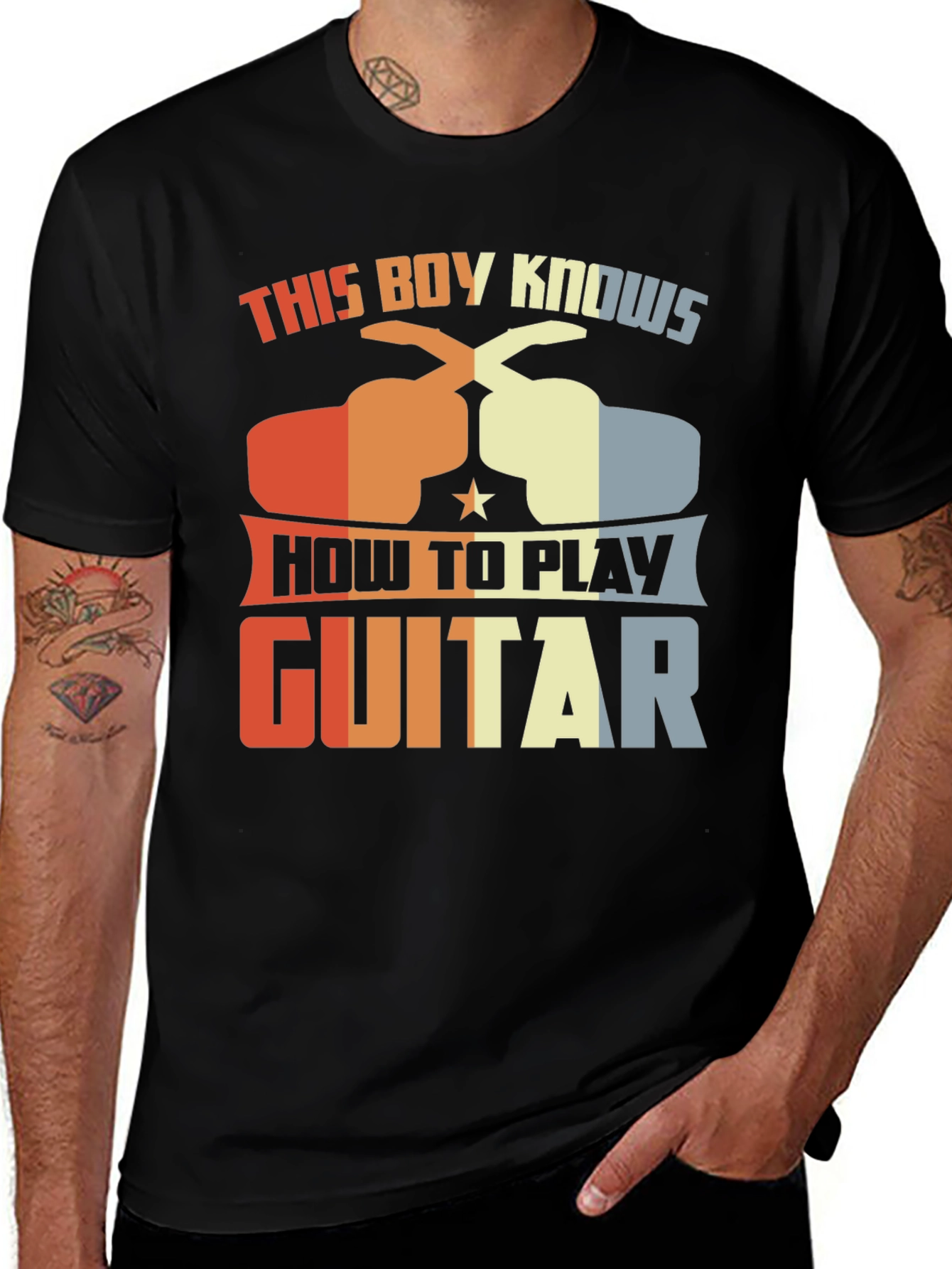 This Boy Knows How To Play Guitar Graphic Tee