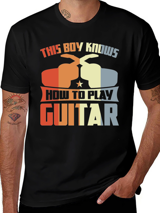 This Boy Knows How To Play Guitar Graphic Tee