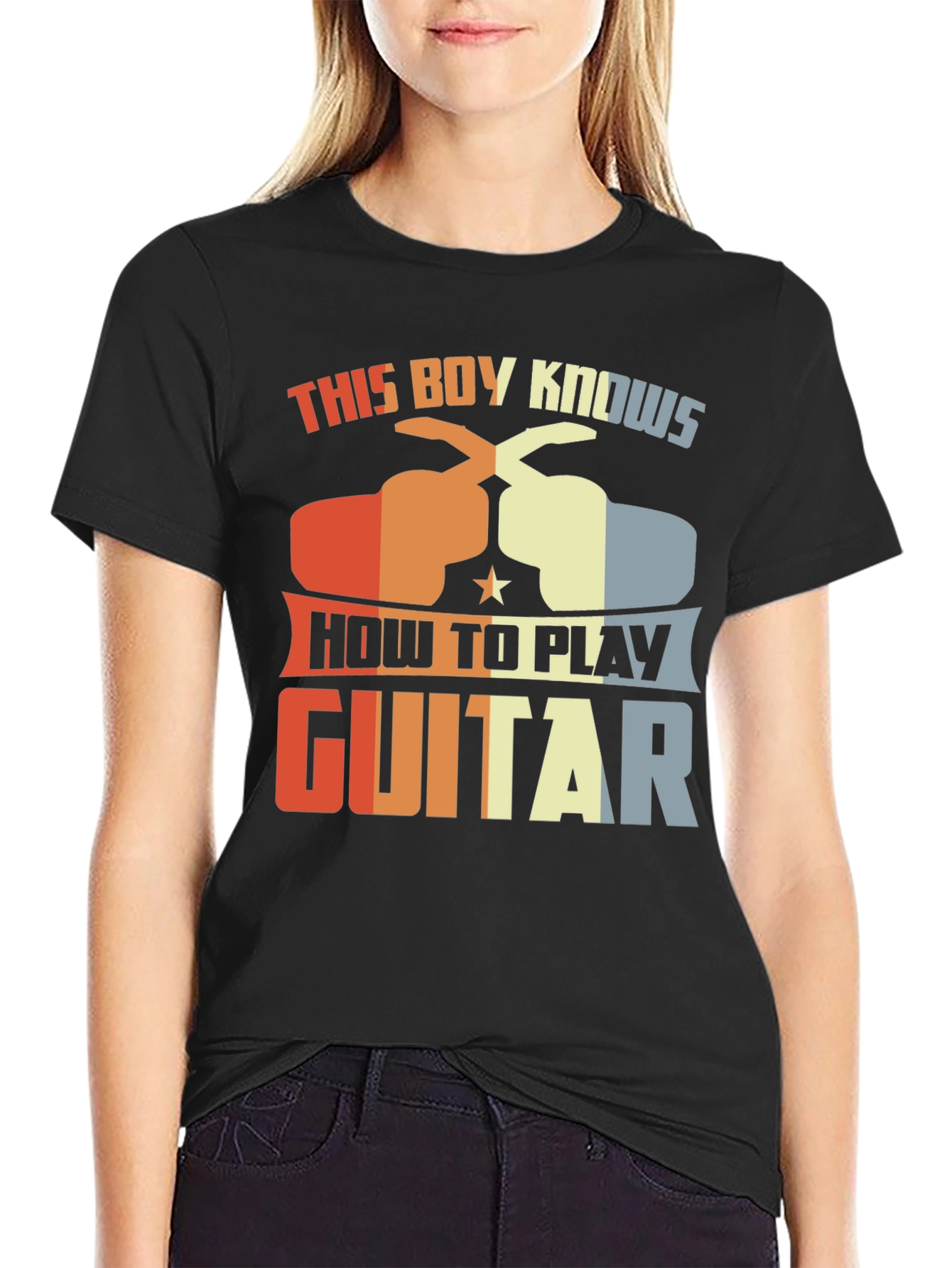 This Boy Knows How To Play Guitar Graphic Tee