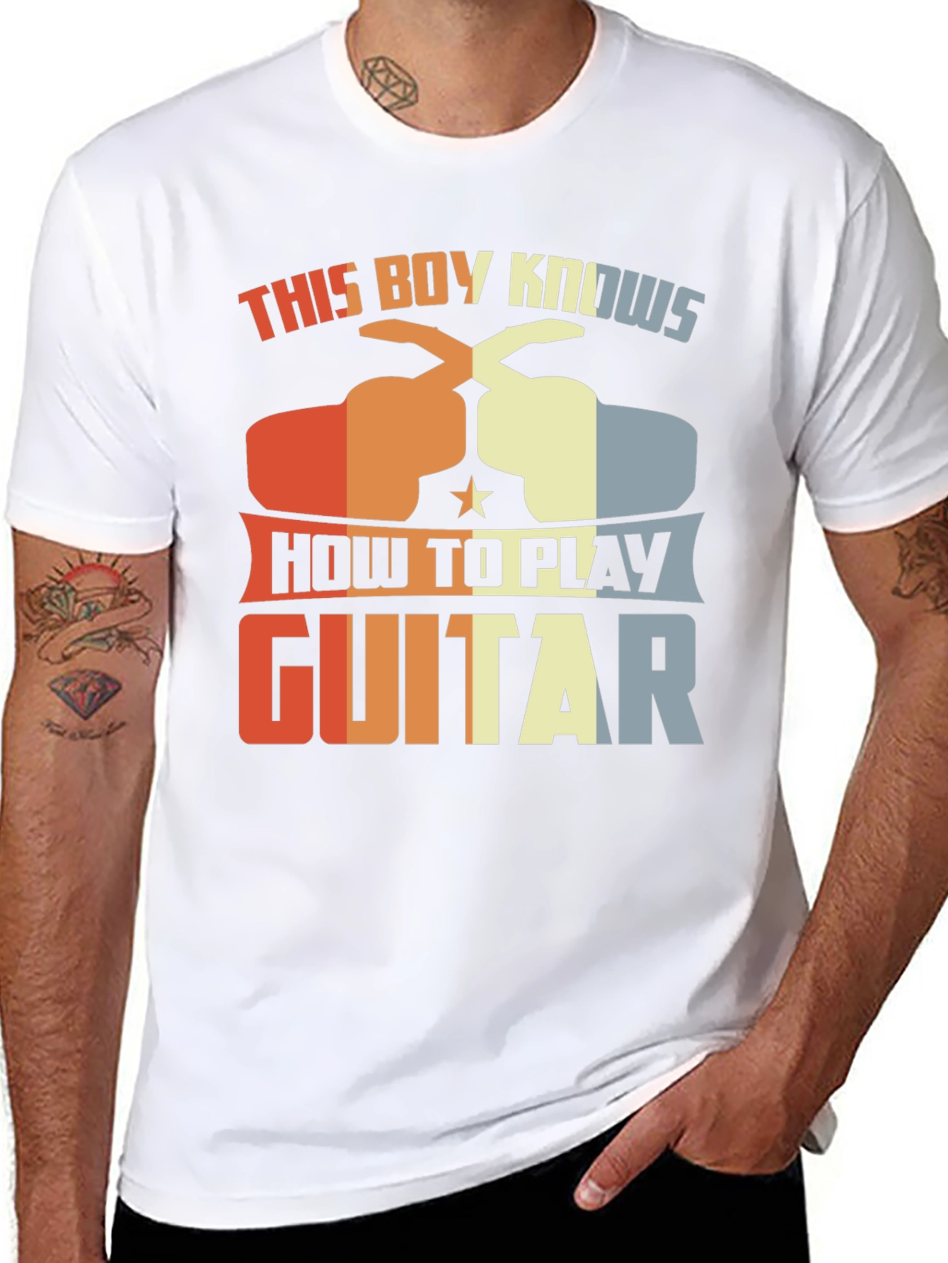 This Boy Knows How To Play Guitar Graphic Tee
