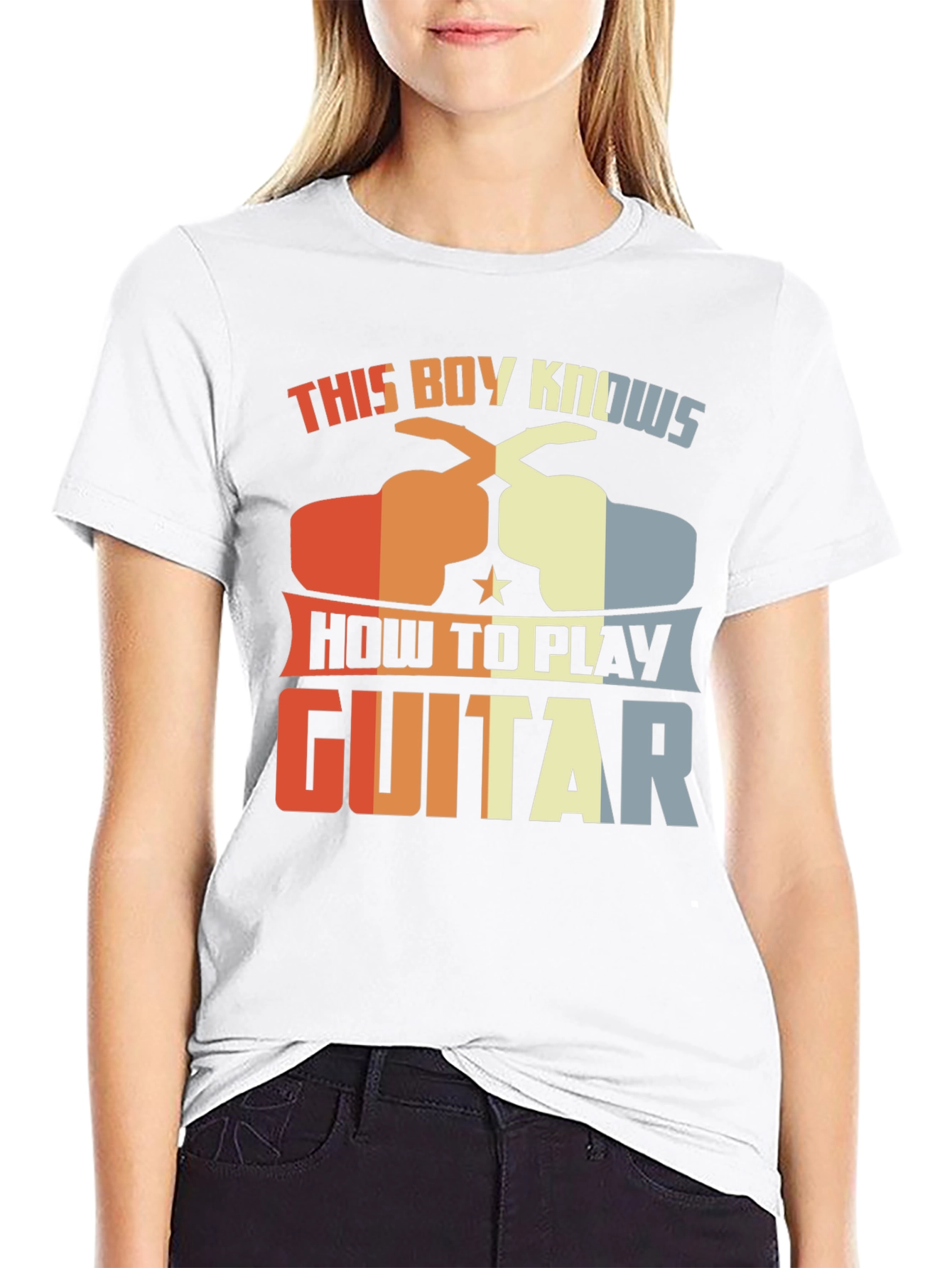 This Boy Knows How To Play Guitar Graphic Tee