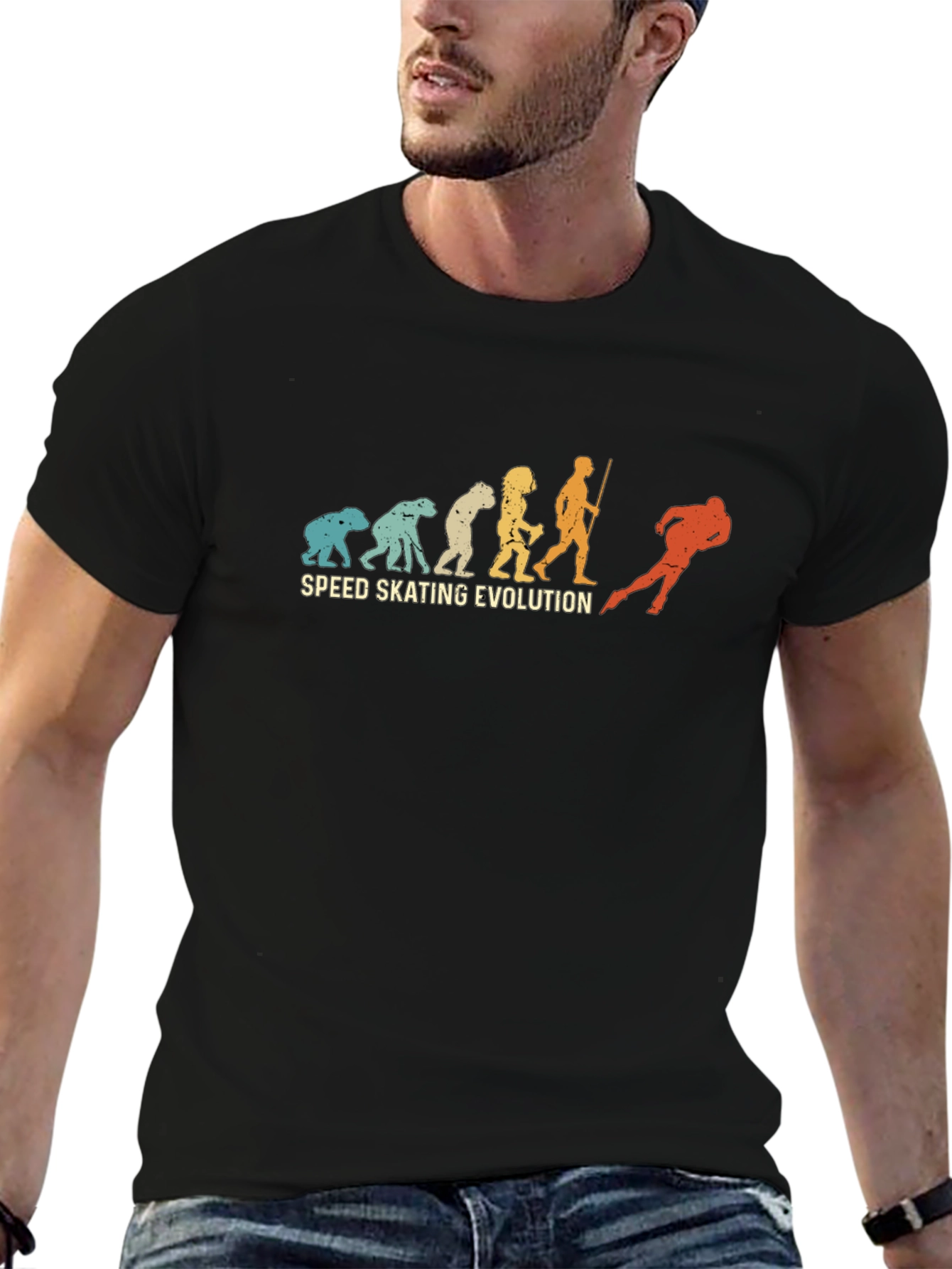 Speed Skating Evolution T-Shirt - Black Cotton Tee