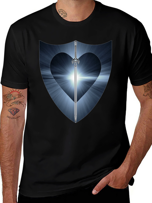 Sword Heart Shield Graphic Tee - Black