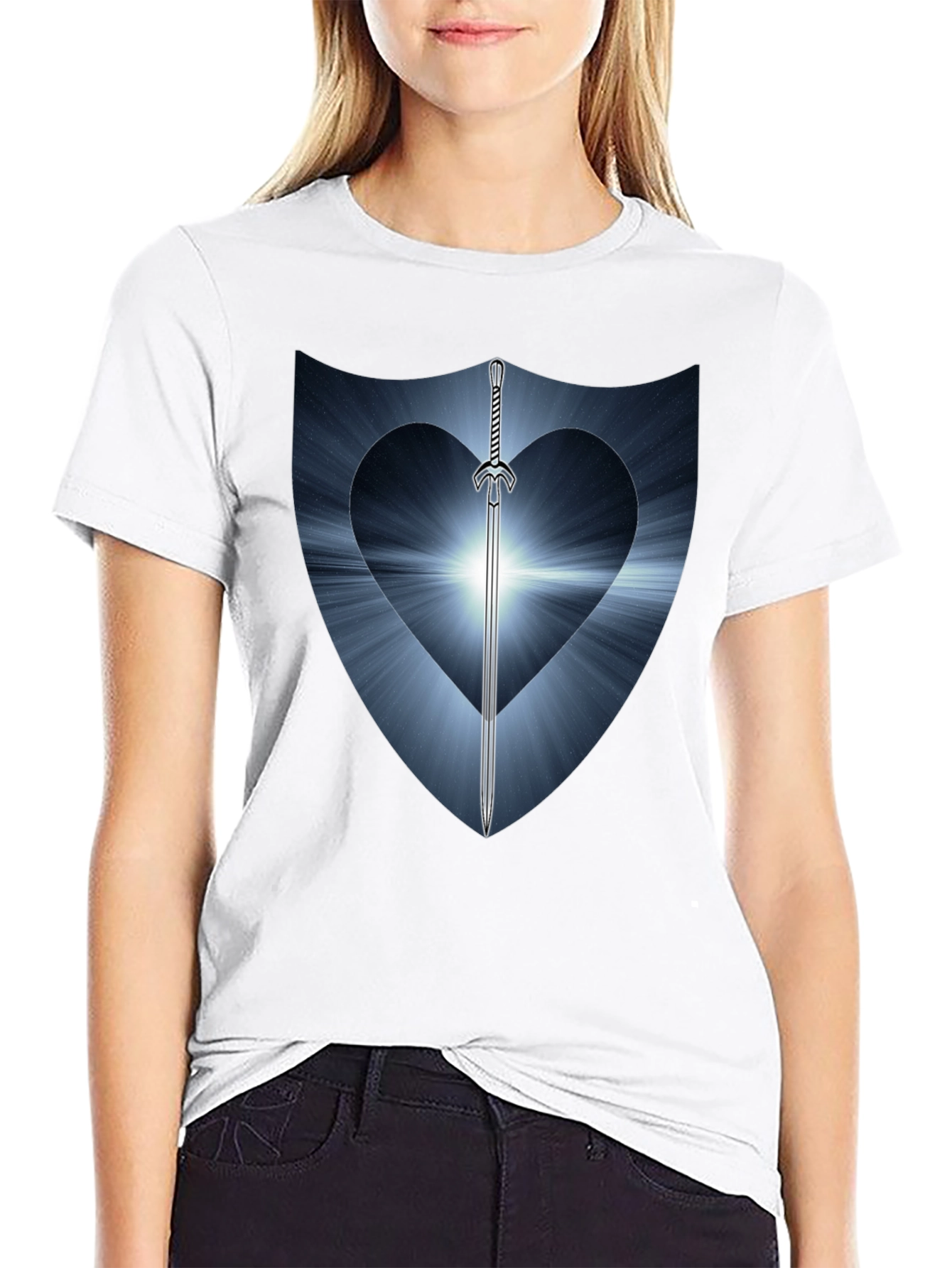 Sword Heart Shield Graphic Tee - Black