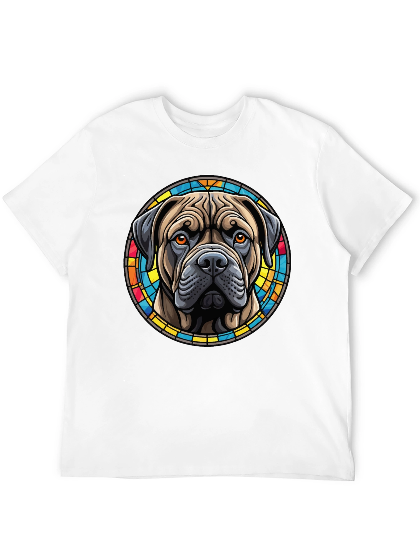 Bullmastiff Dog Stained Glass Style Graphic T-Shirt