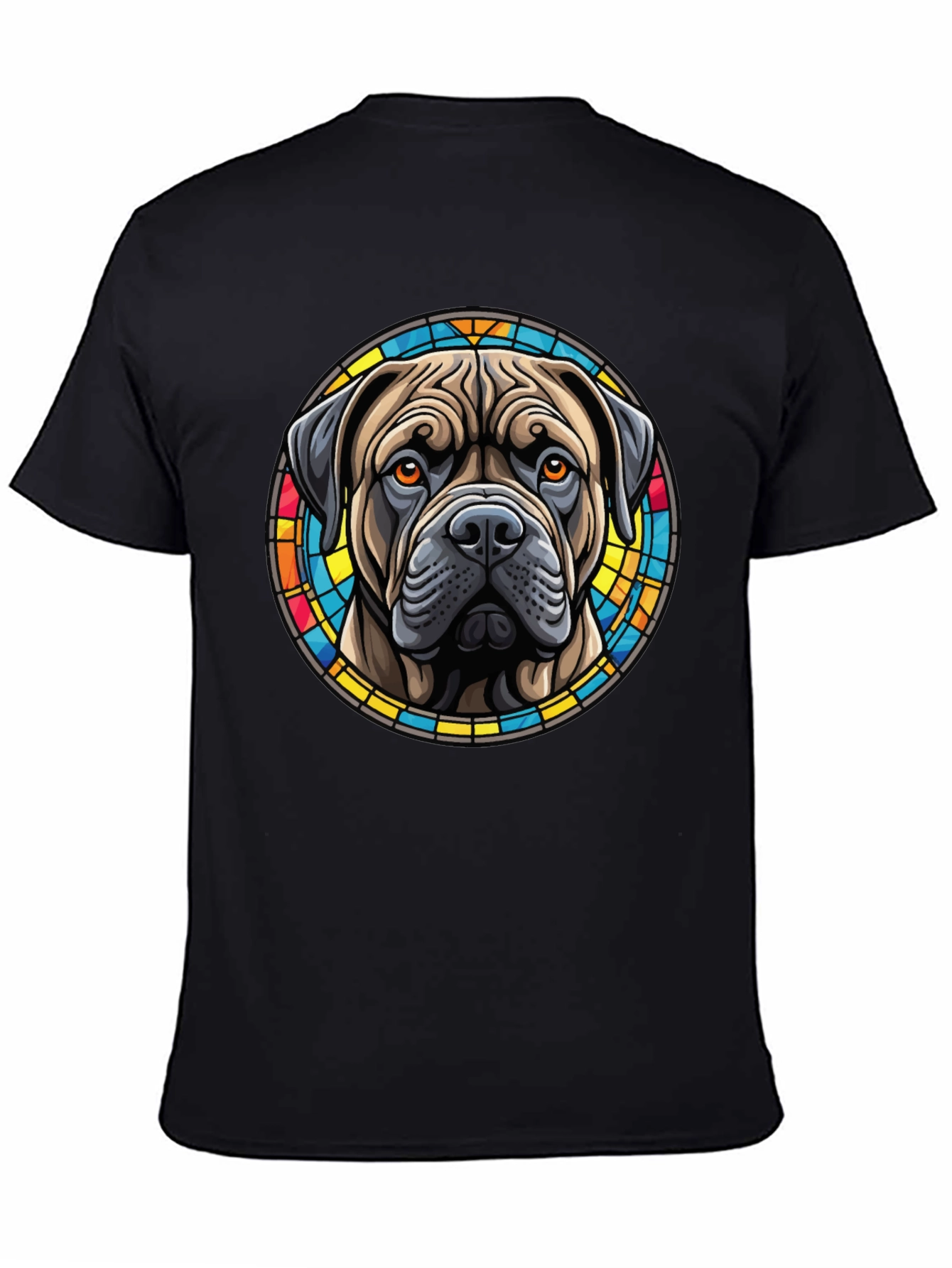 Bullmastiff Dog Stained Glass Style Graphic T-Shirt