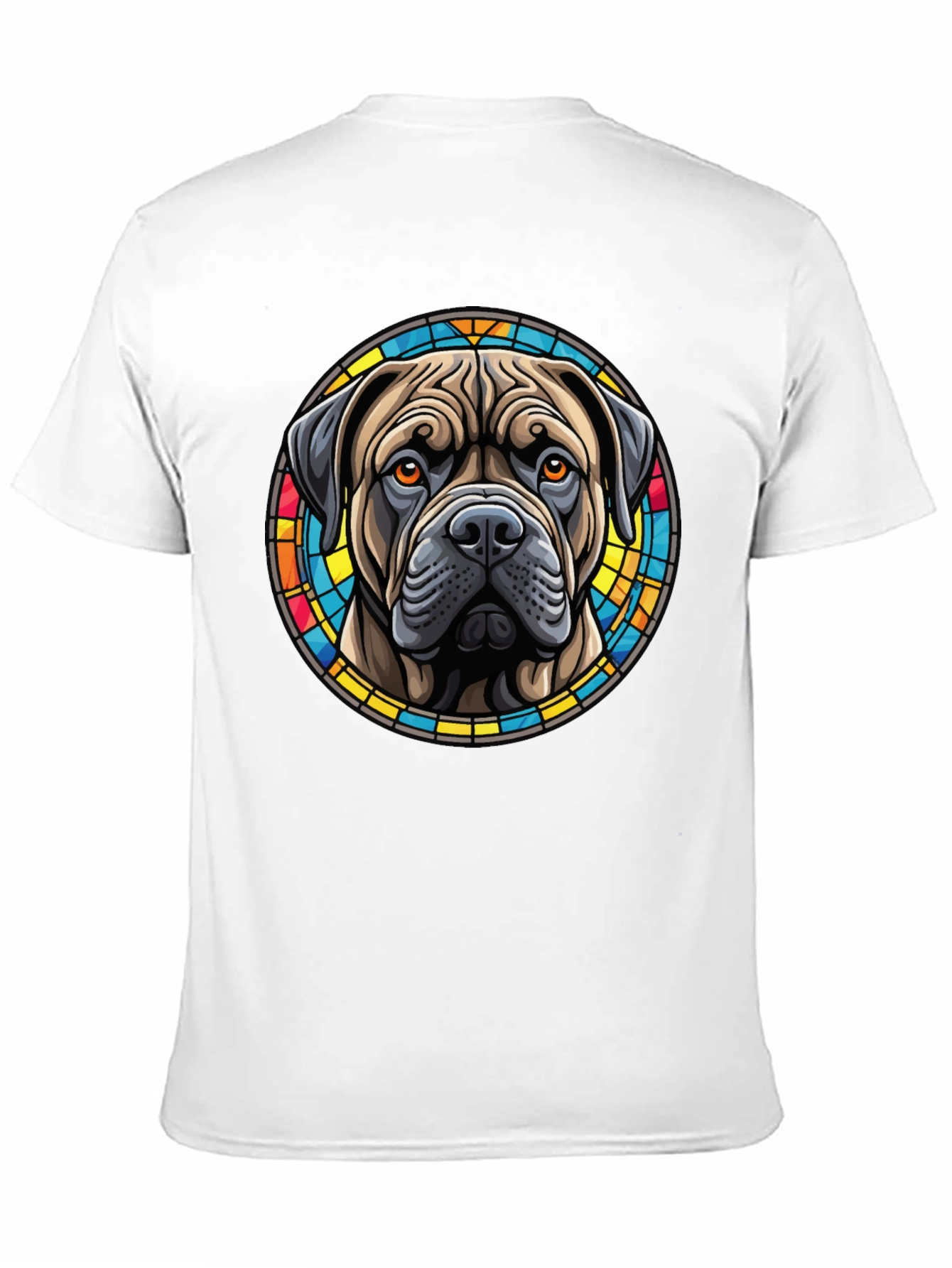 Bullmastiff Dog Stained Glass Style Graphic T-Shirt