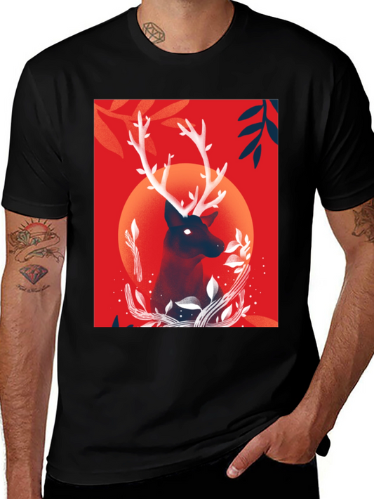 Deer Graphic Black T-Shirt