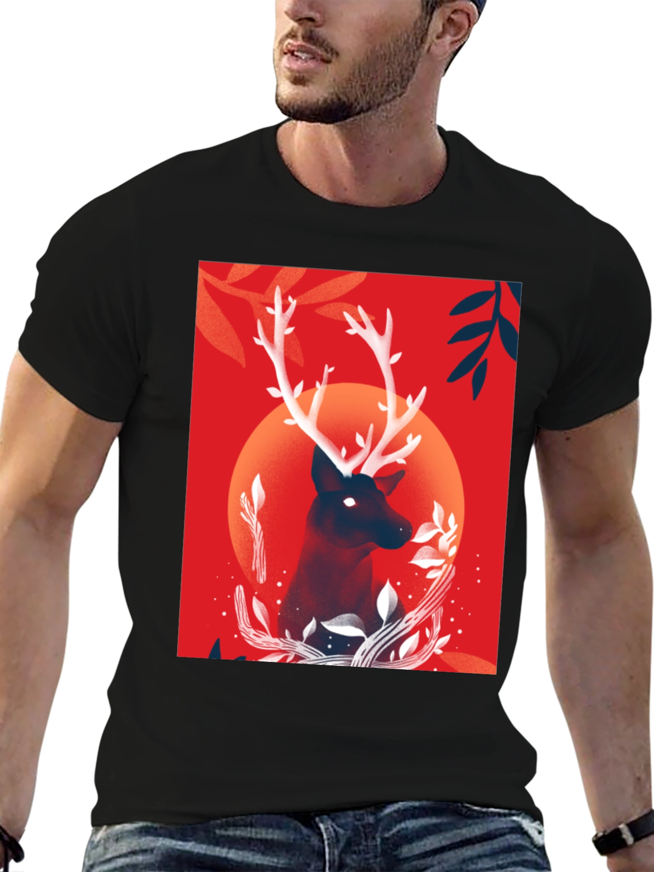 Deer Graphic Black T-Shirt