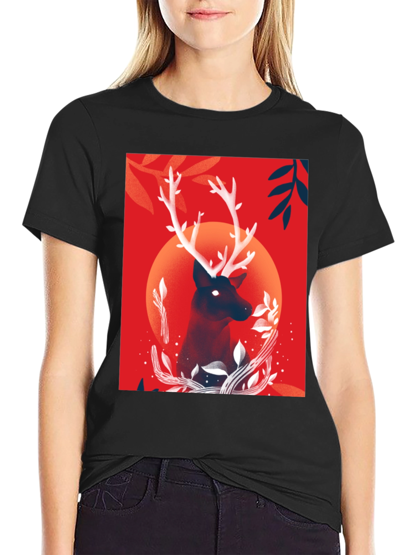 Deer Graphic Black T-Shirt