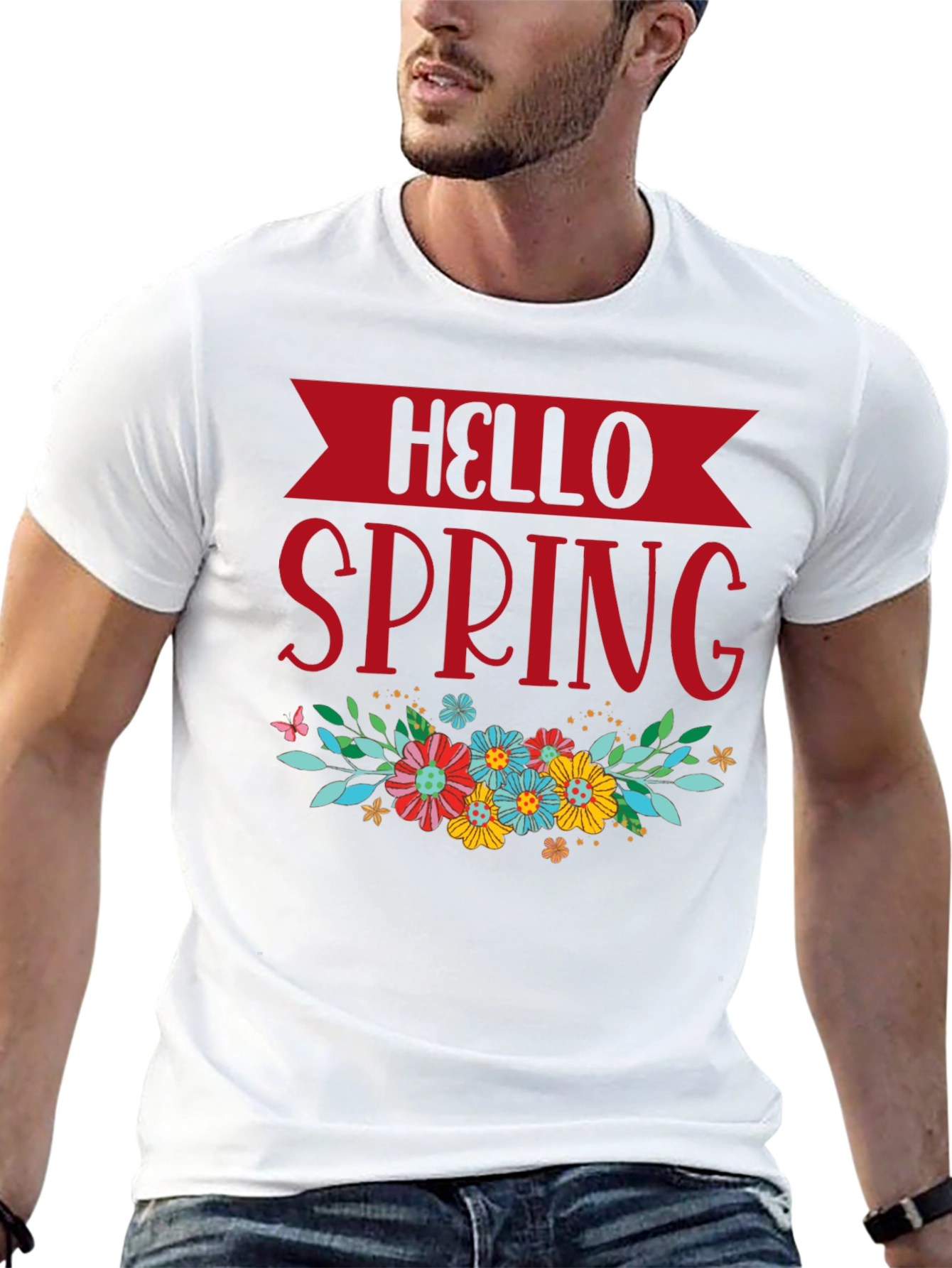Hello Spring Floral Graphic T-Shirt