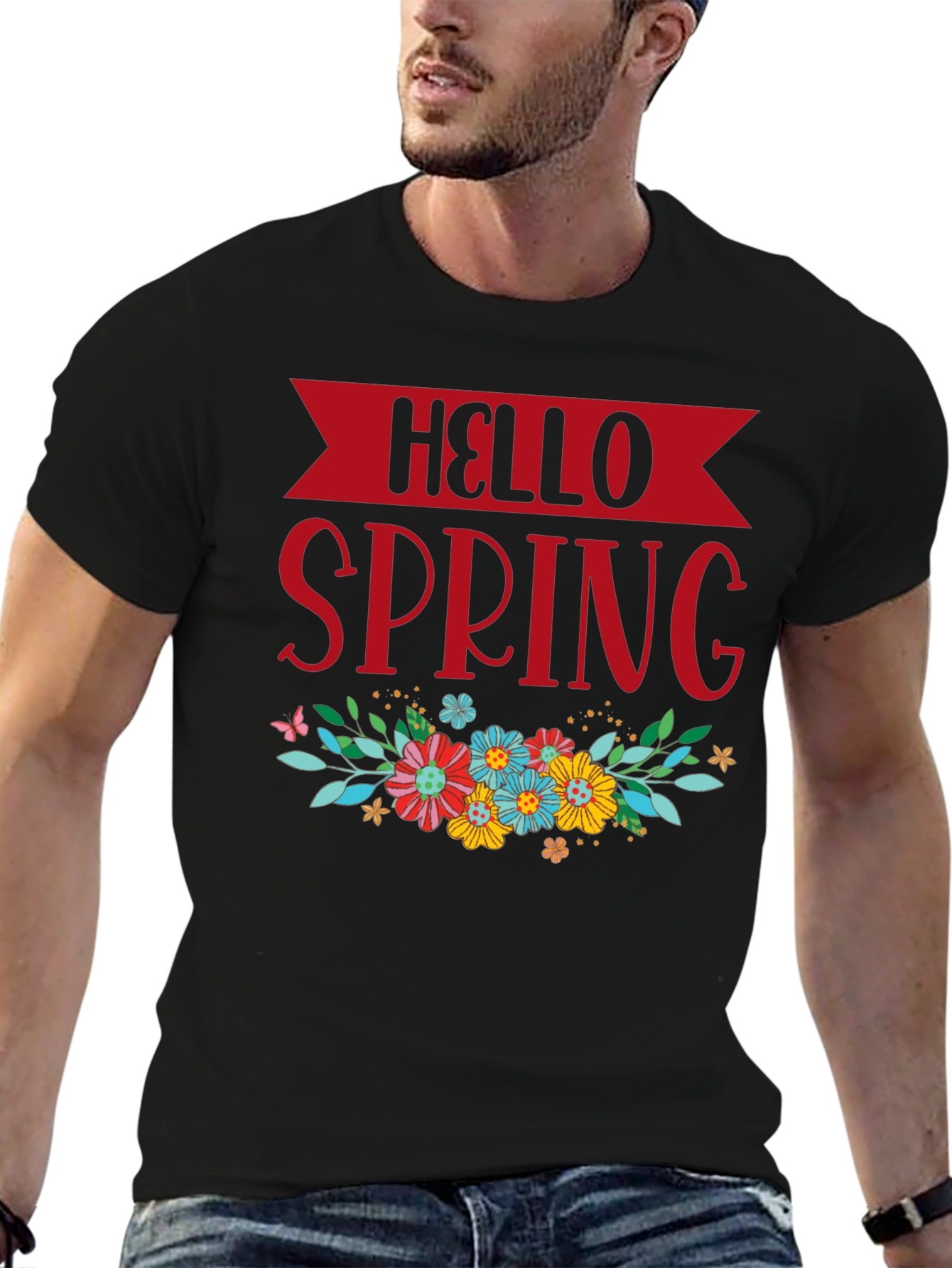 Hello Spring Floral Graphic T-Shirt