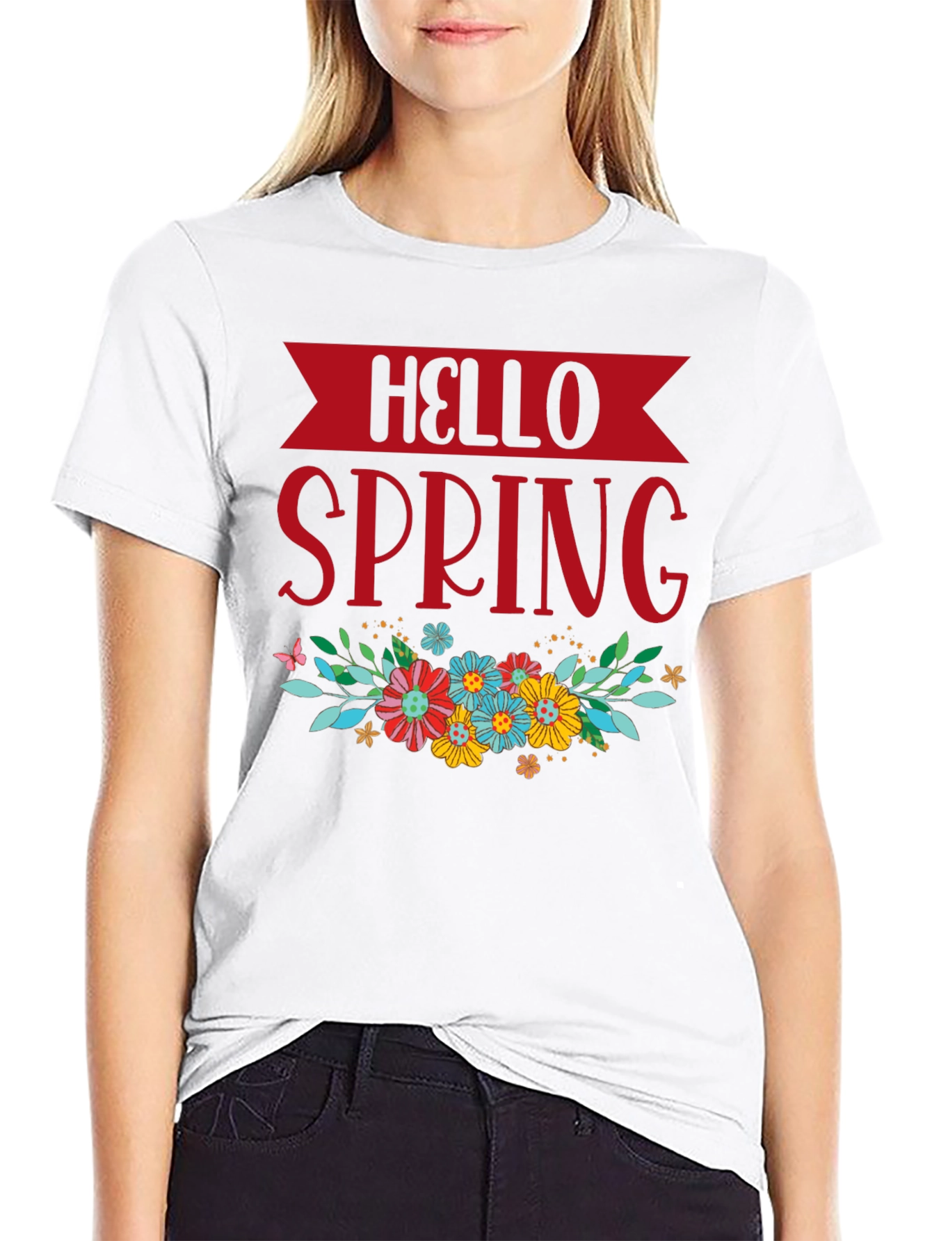 Hello Spring Floral Graphic T-Shirt