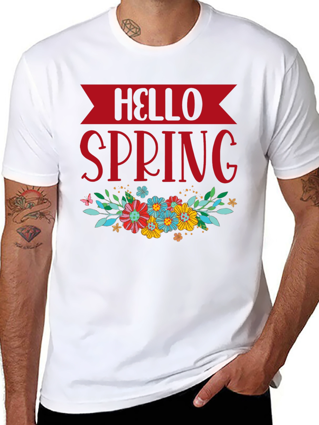 Hello Spring Floral Graphic T-Shirt