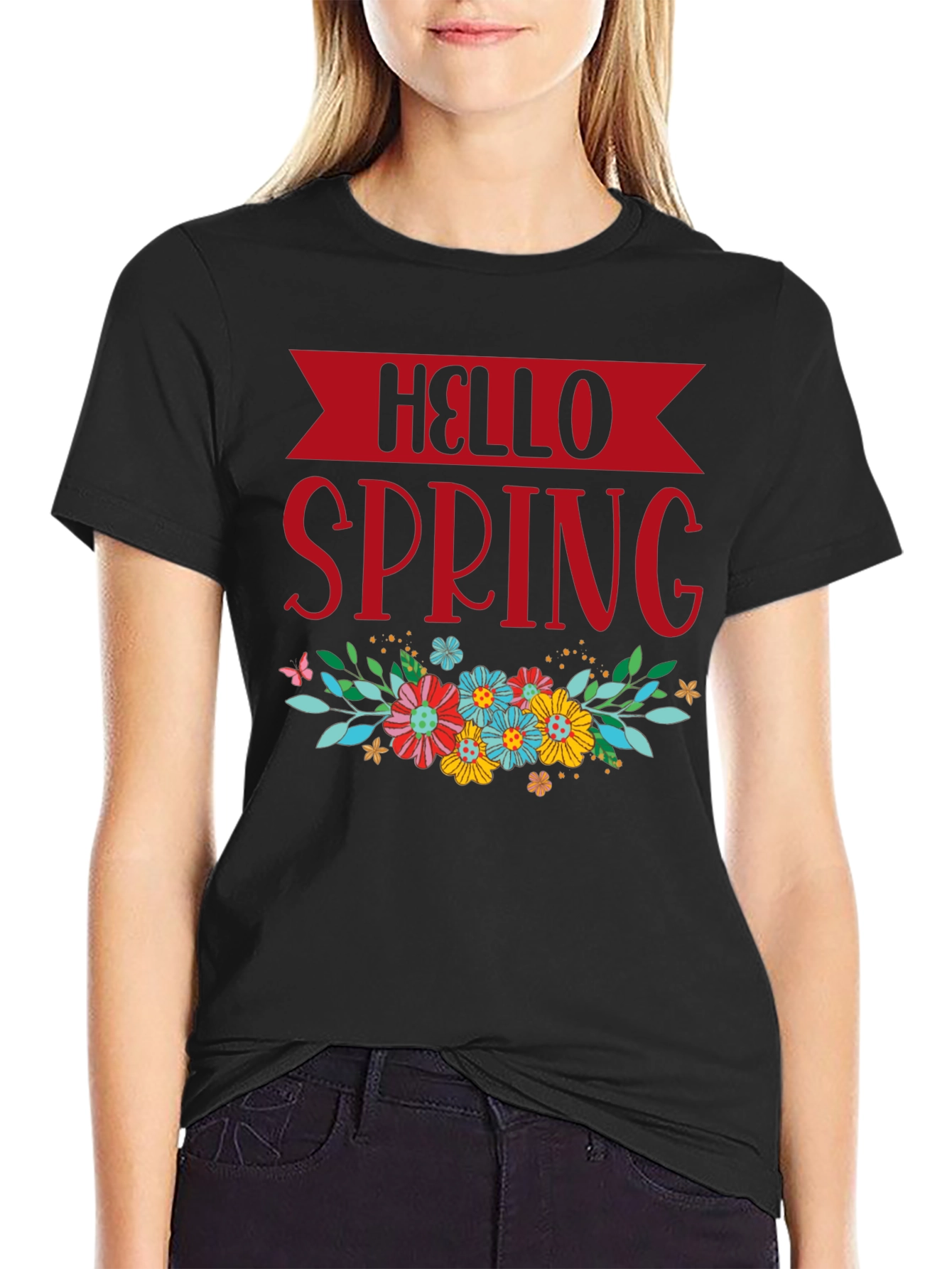 Hello Spring Floral Graphic T-Shirt