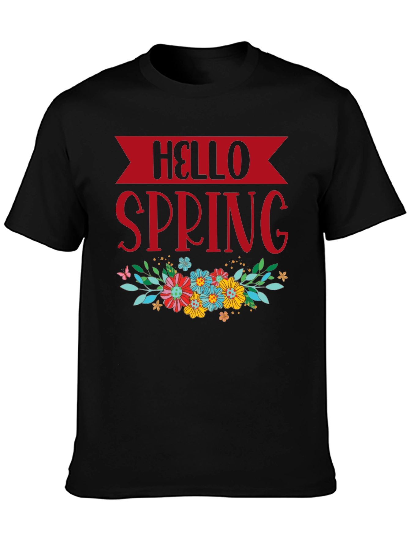 Hello Spring Floral Graphic T-Shirt