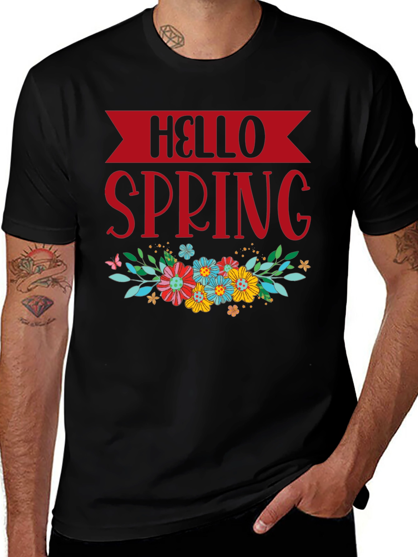 Hello Spring Floral Graphic T-Shirt