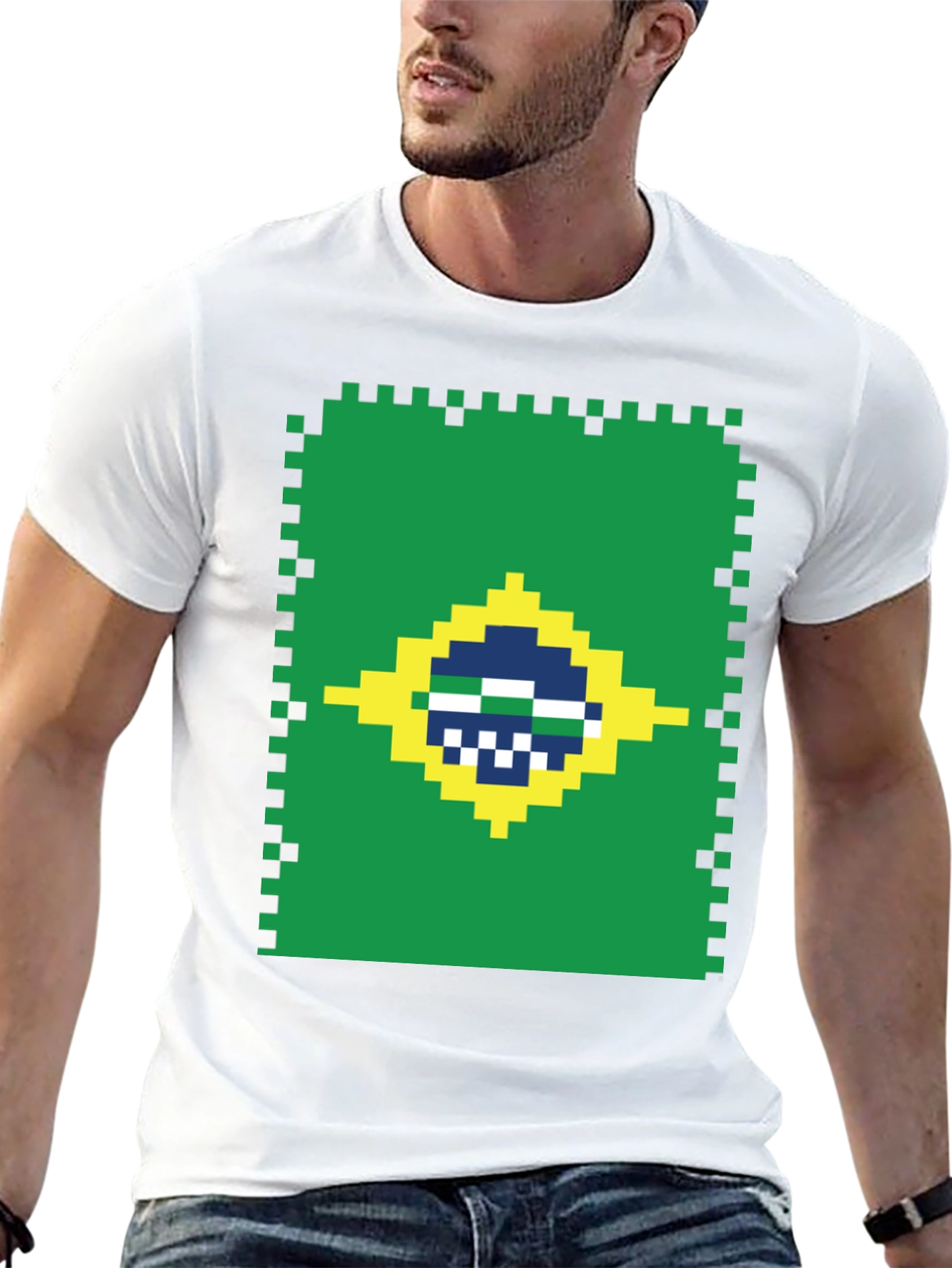 Pixel Brazil Flag T-Shirt - Gamer Style