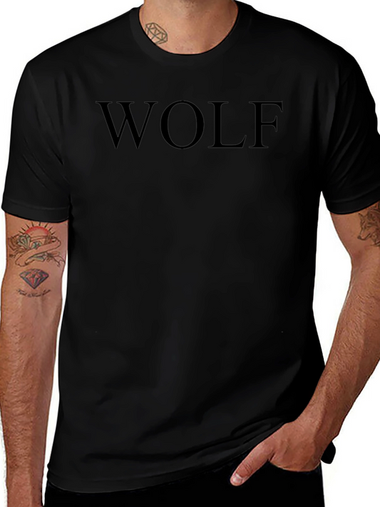 Mens Black WOLF Graphic Crew Neck Tee