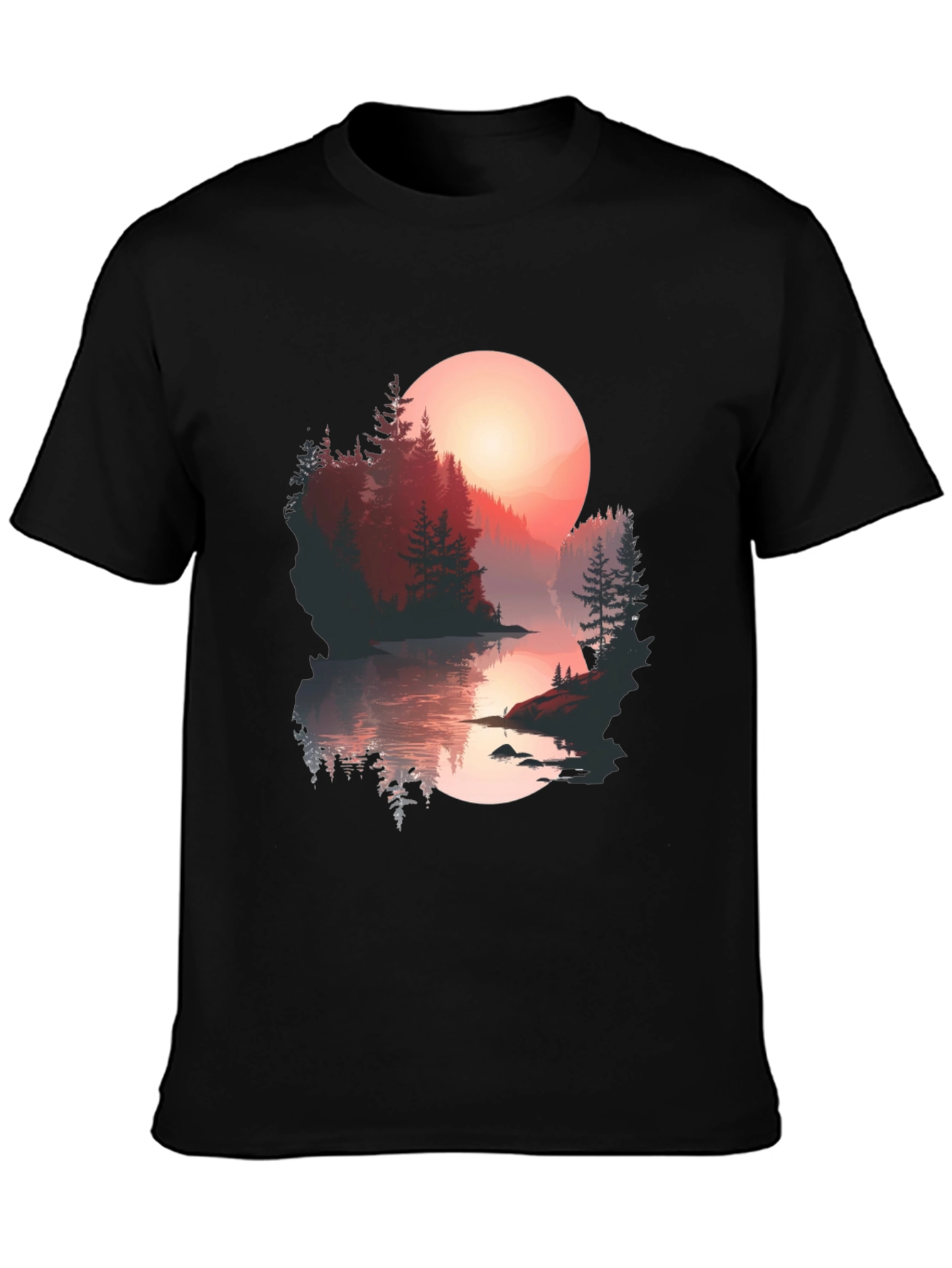Sunset Lake Graphic Tee - Nature Lovers T-Shirt