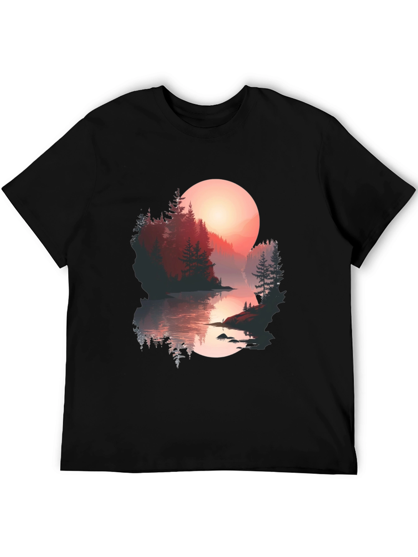Sunset Lake Graphic Tee - Nature Lovers T-Shirt