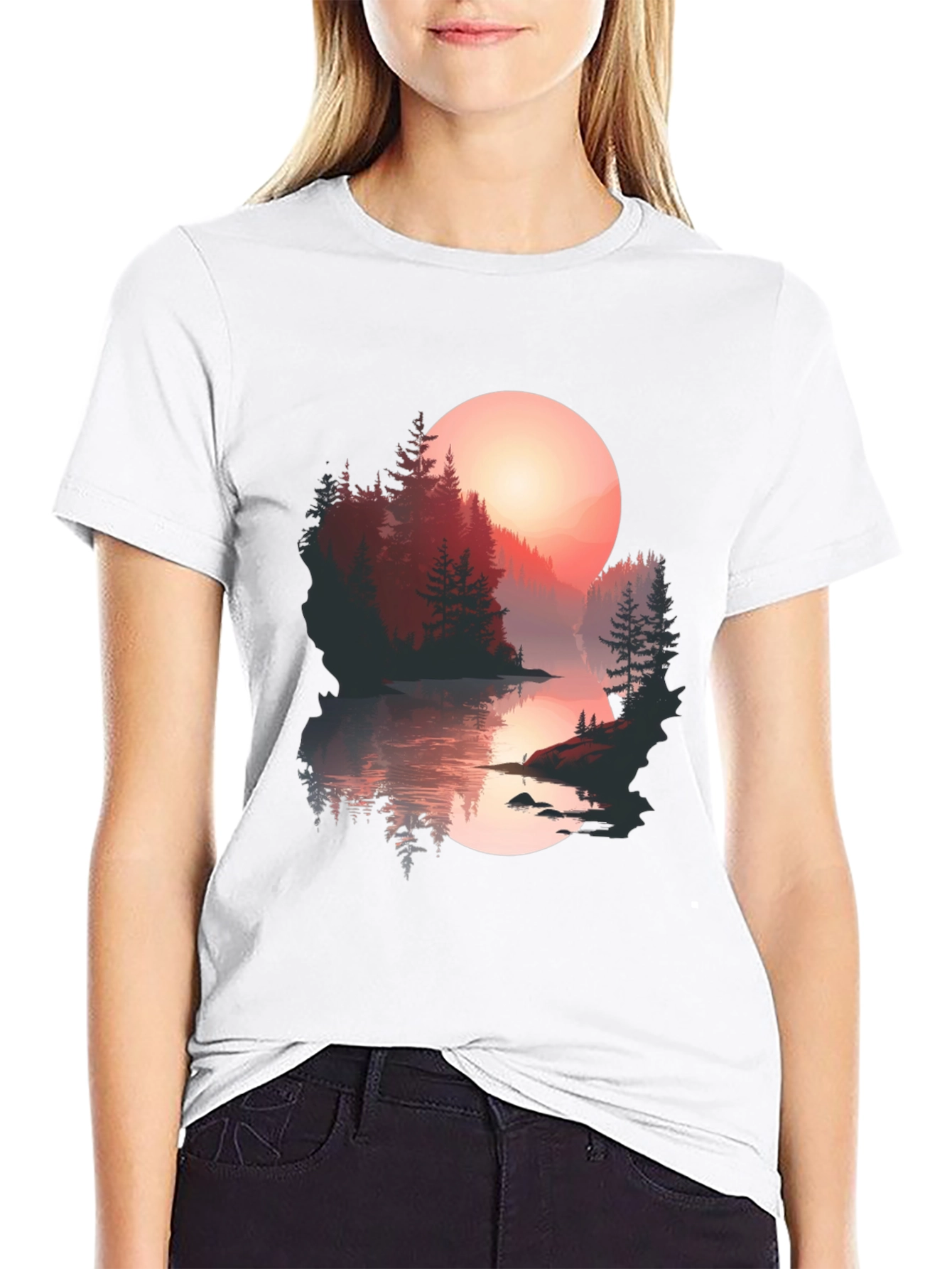 Sunset Lake Graphic Tee - Nature Lovers T-Shirt