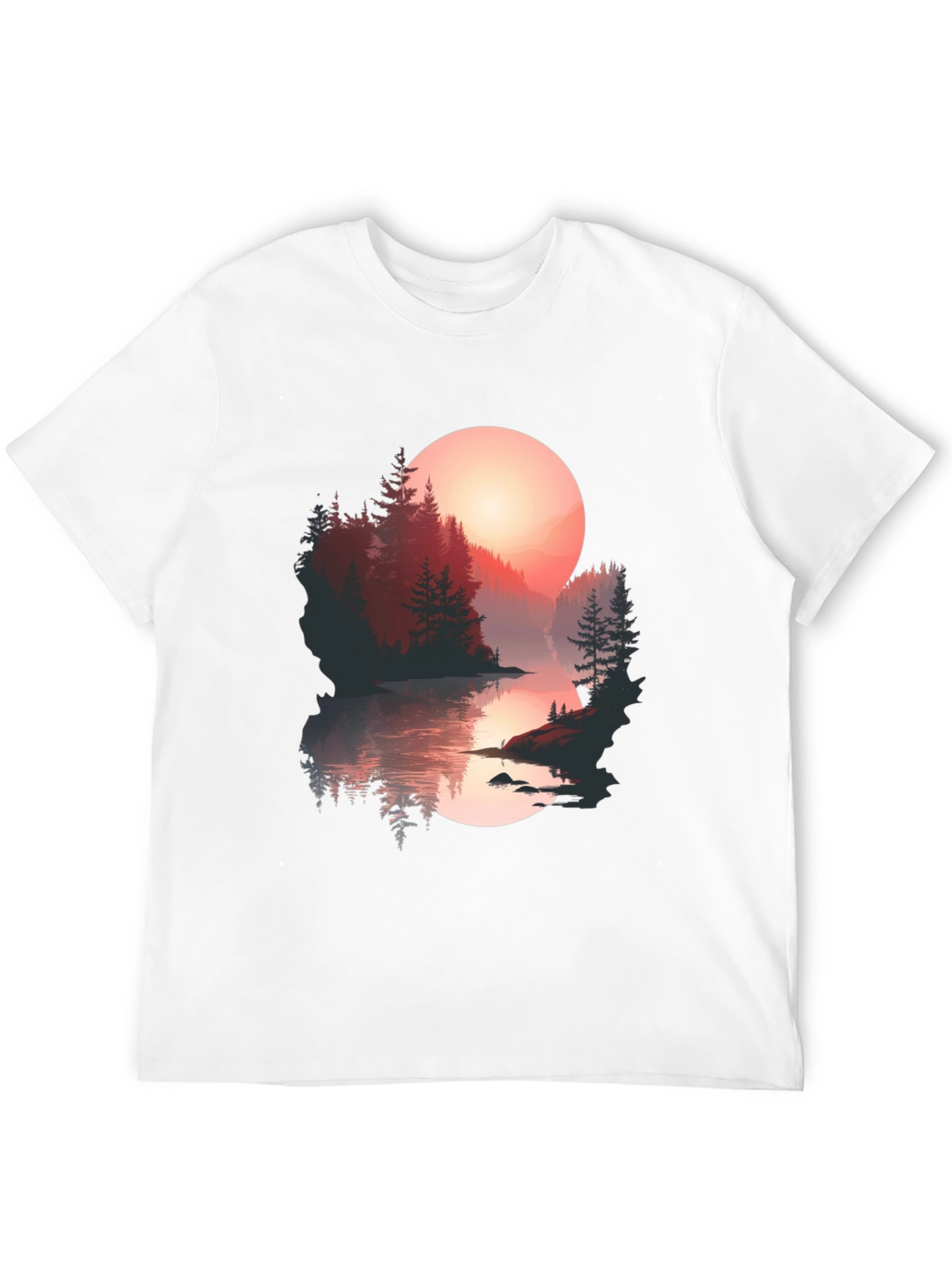 Sunset Lake Graphic Tee - Nature Lovers T-Shirt