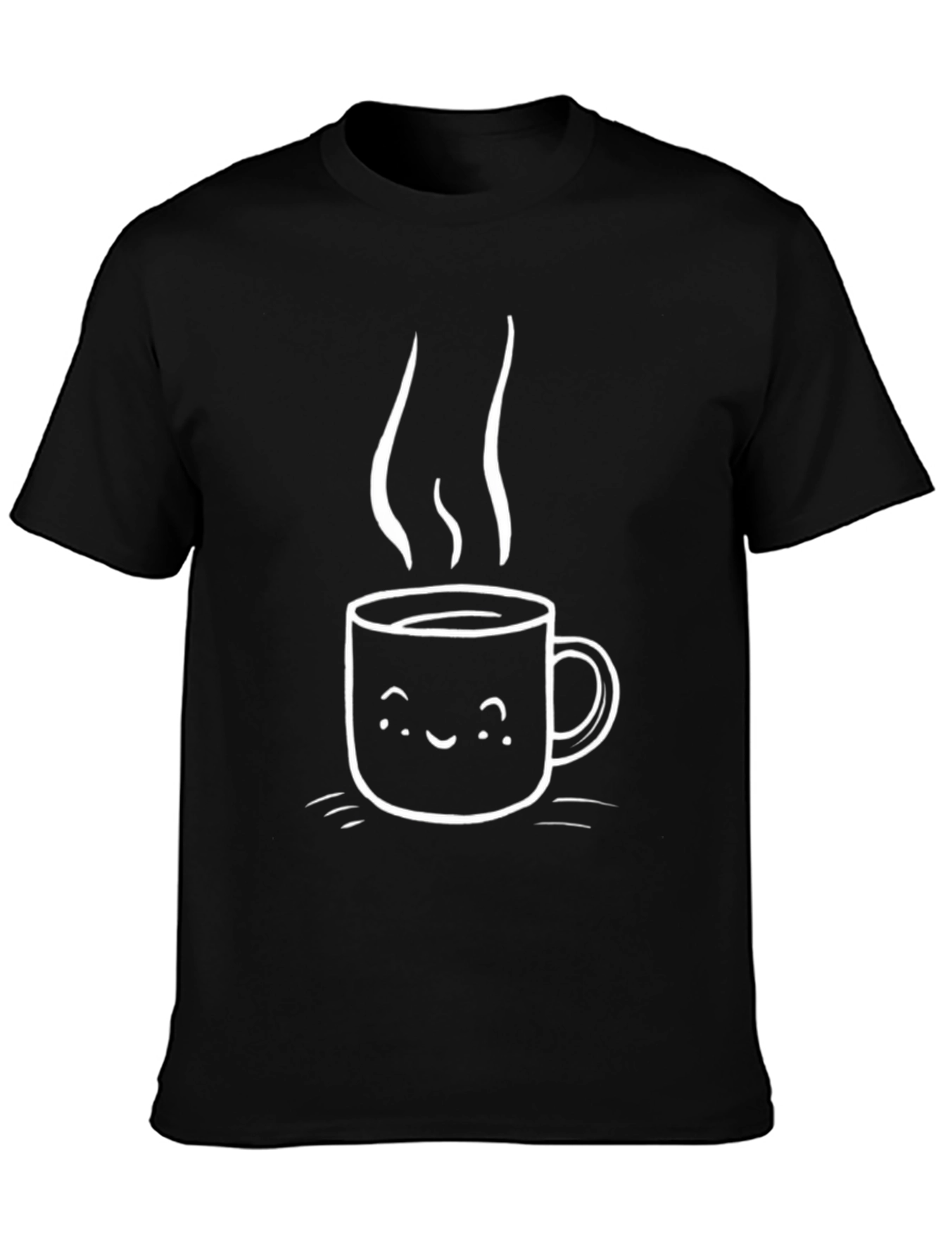 Cute Coffee Cup Graphic Black T-Shirt