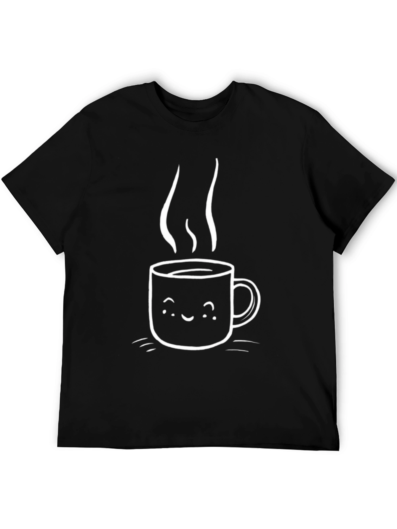 Cute Coffee Cup Graphic Black T-Shirt