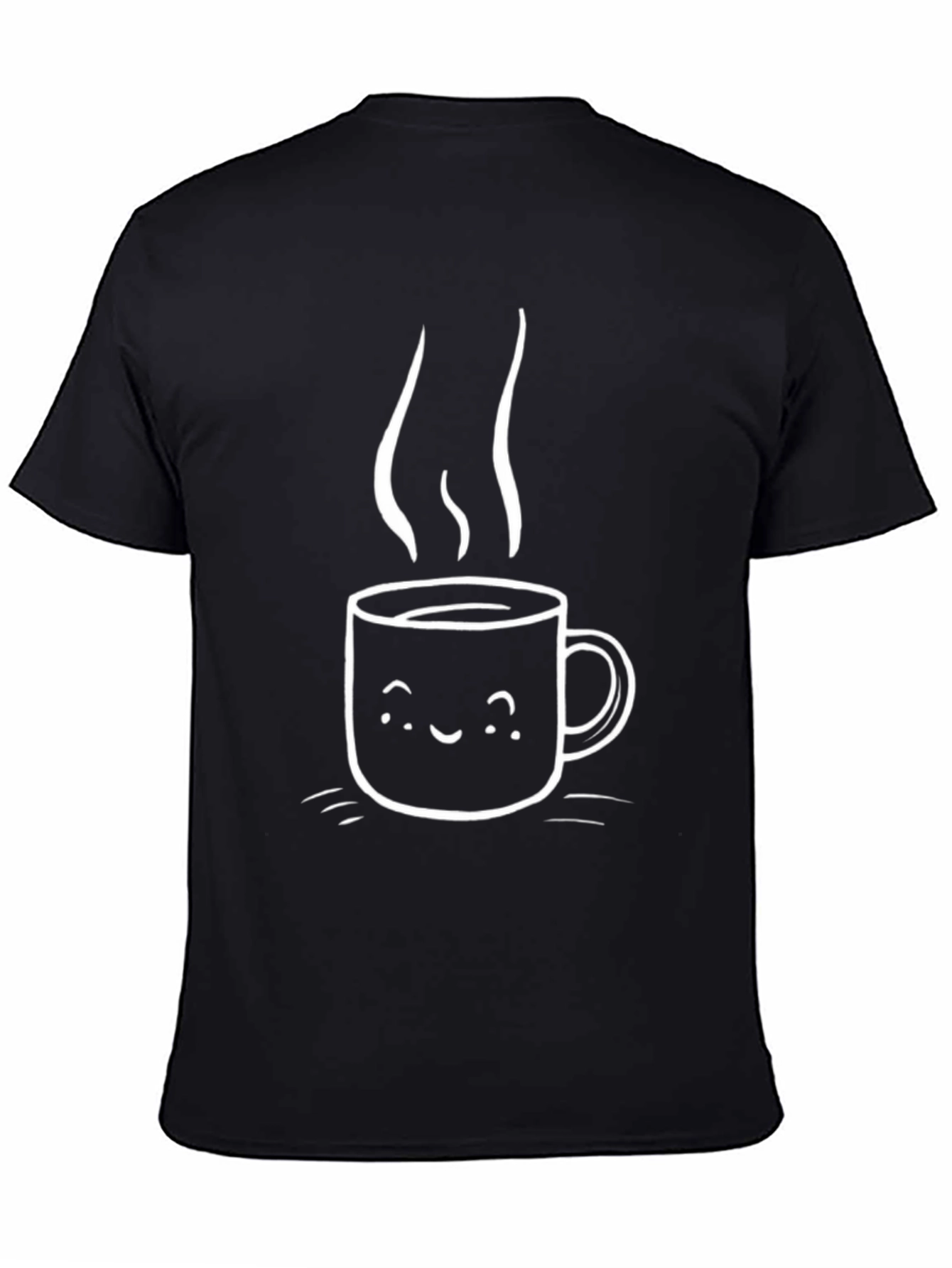Cute Coffee Cup Graphic Black T-Shirt