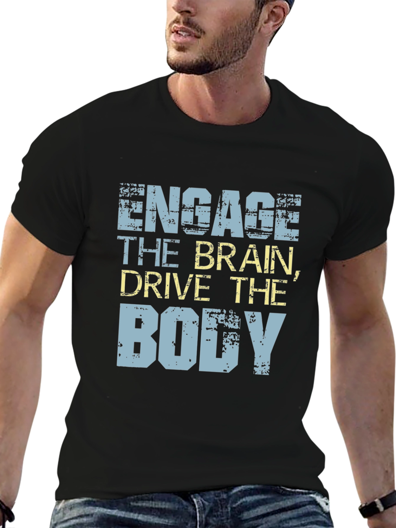Engage The Brain Graphic Tee - Black Cotton T-Shirt